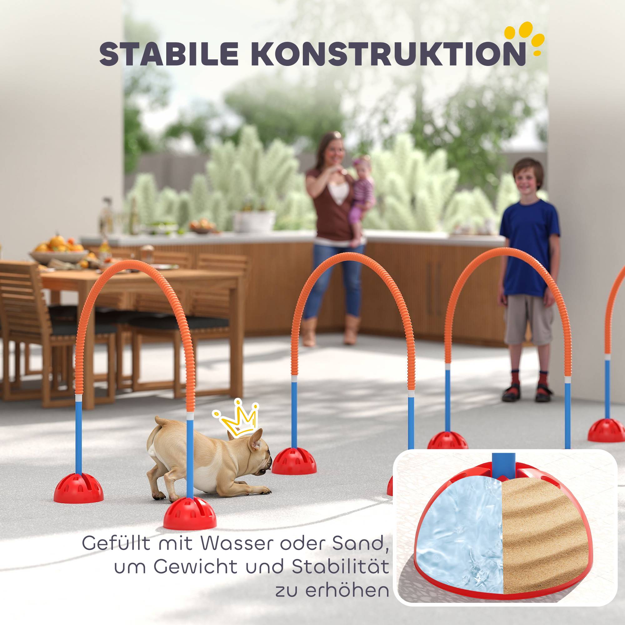 ComfortXL - Parcours agilité chien 4 portiques en plastique bleu orange largeur réglable avec sac - ComfortXL Outdoor Living - Image 8