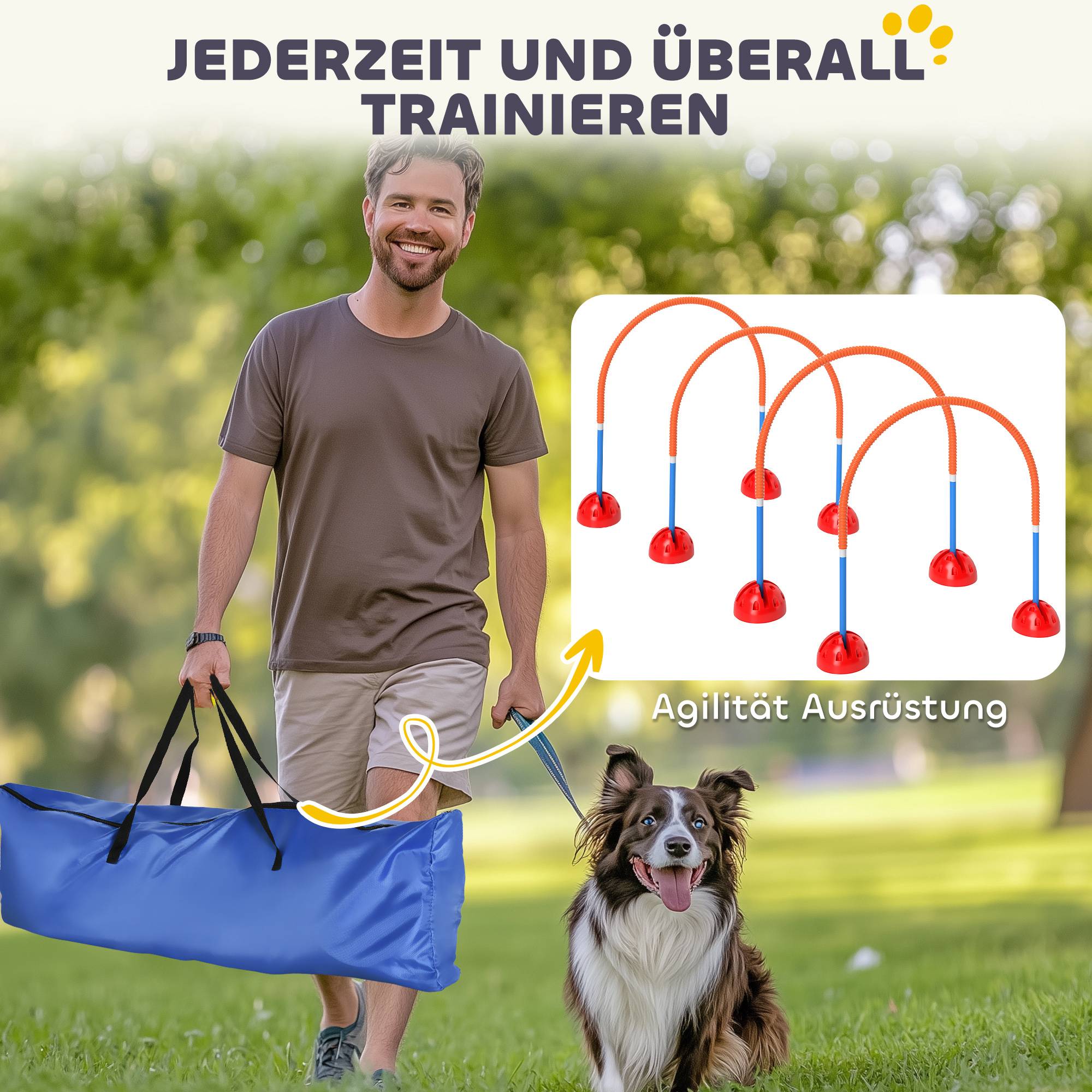 ComfortXL - Parcours agilité chien 4 portiques en plastique bleu orange largeur réglable avec sac - ComfortXL Outdoor Living - Image 7