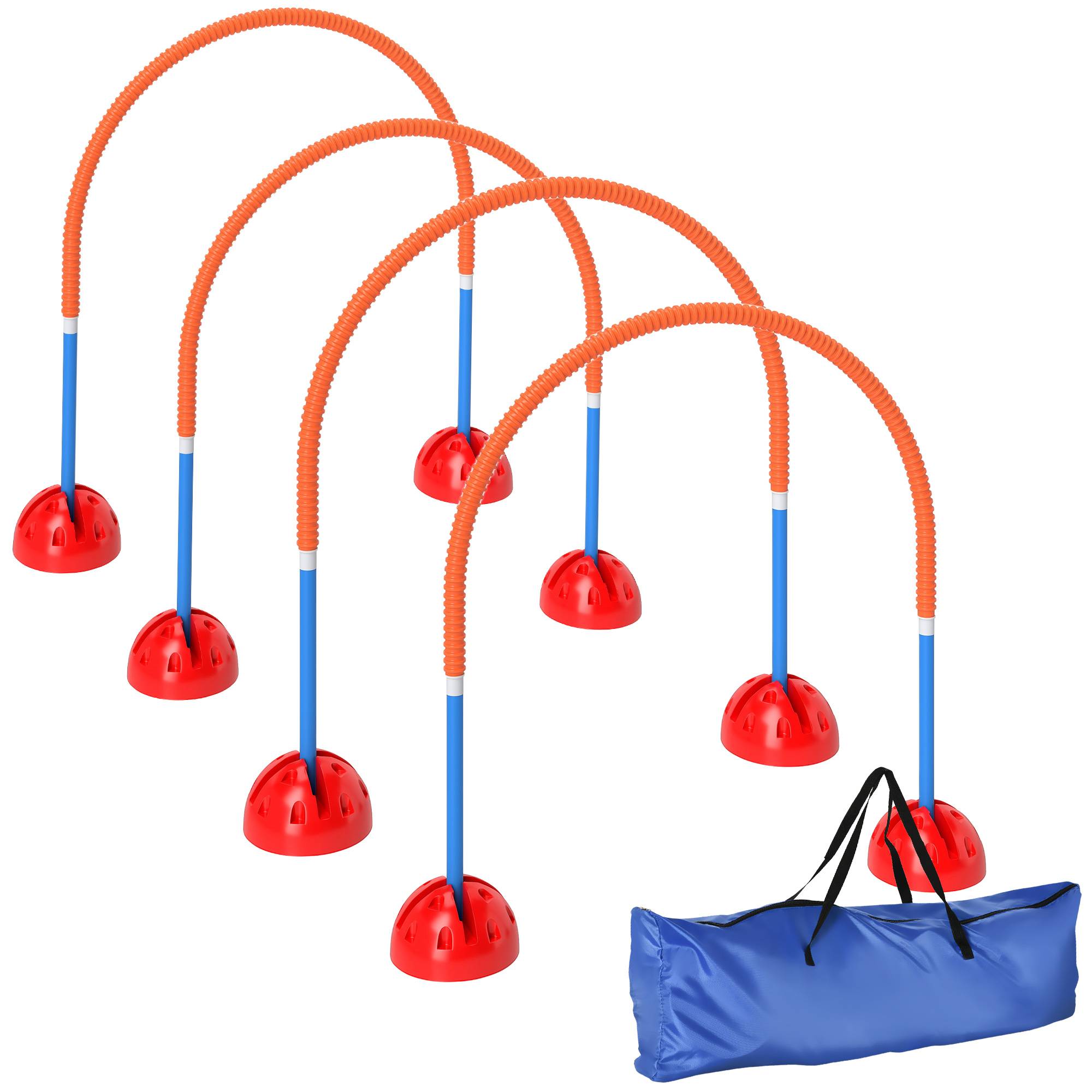 ComfortXL - Parcours agilité chien 4 portiques en plastique bleu orange largeur réglable avec sac - ComfortXL Outdoor Living - Image 1