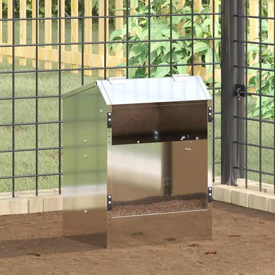 Nourrisseur Lapin Galvanisé 3kg Usage Extérieur Durable Argent - ComfortXL Outdoor Living - Image 1