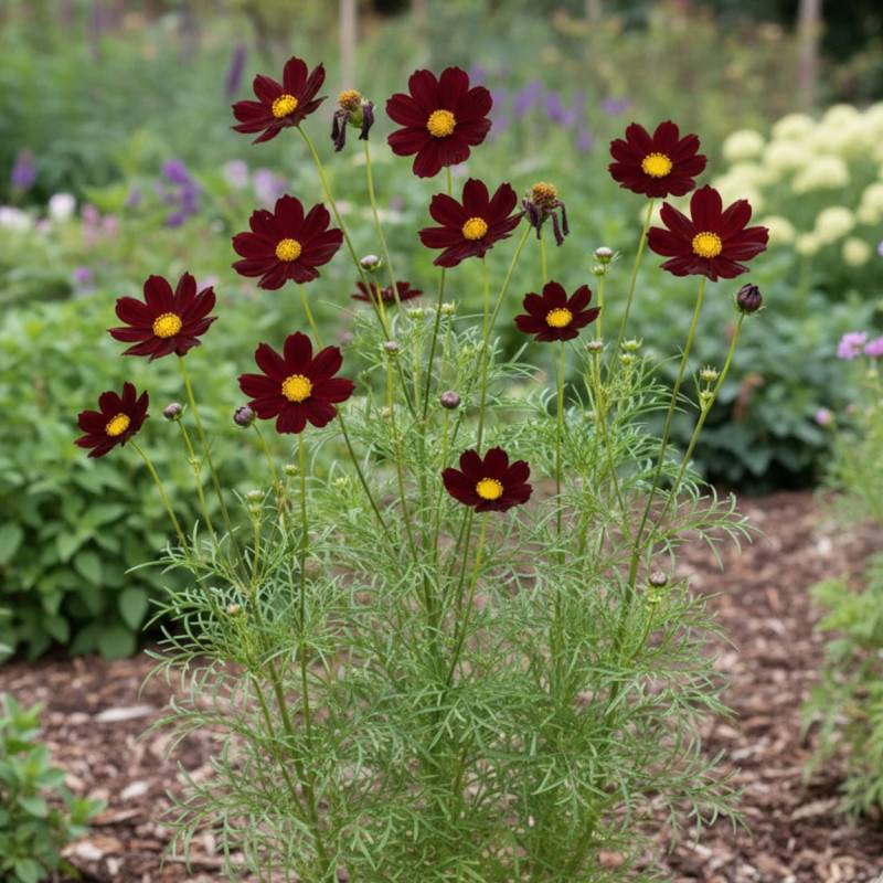 Cosmos chocolat Chocamocha® à fleurs Rouge/Noir - feuillage Caduc - Godet - 5/20 cm - Image 2