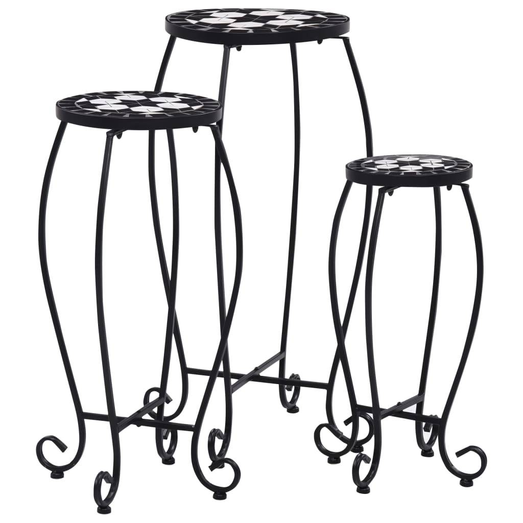 Maison Chic - Table de jardin - Tables mosaïque 3 pcs noir et blanc Céramique HL1092 - Image 2