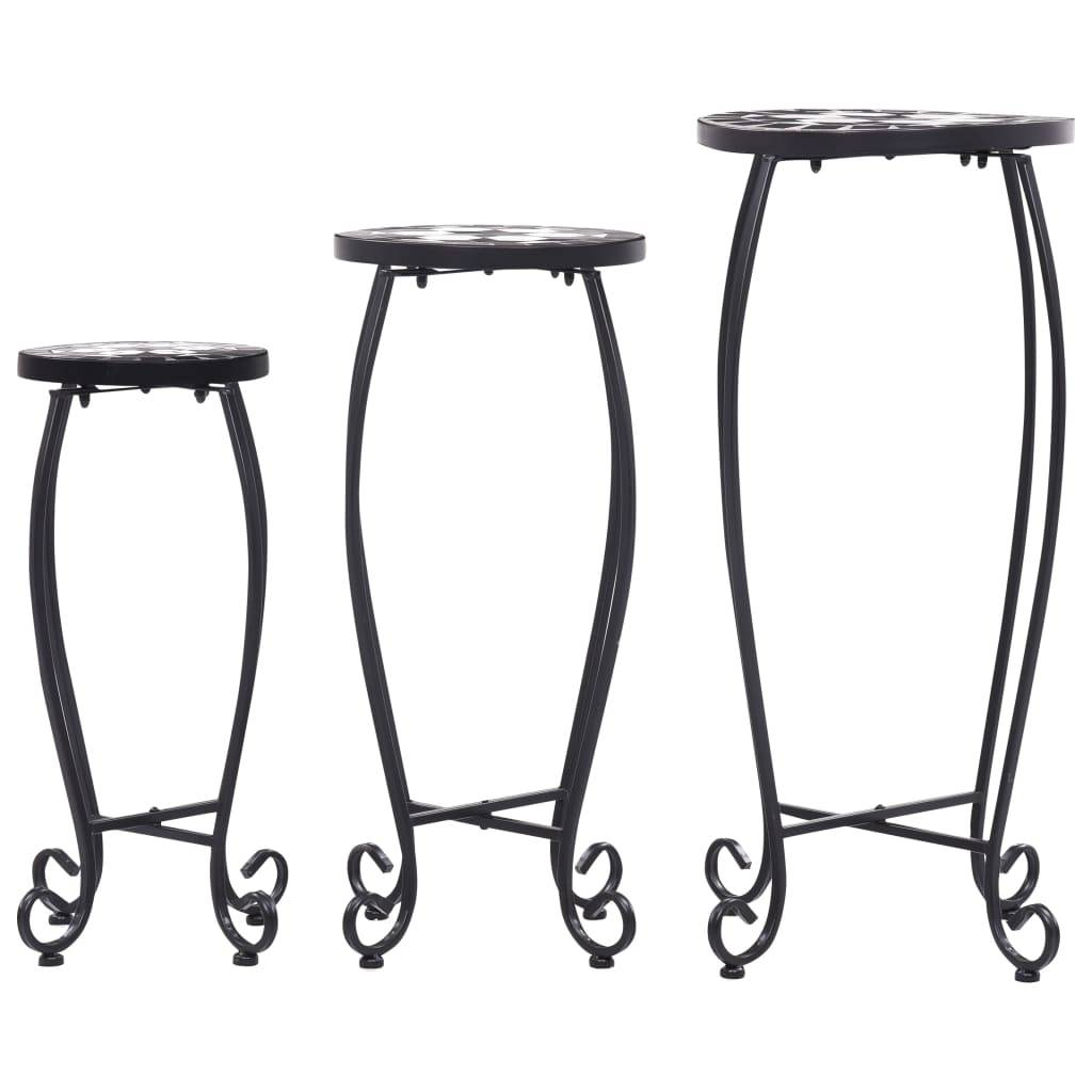 Maison Chic - Table de jardin - Tables mosaïque 3 pcs noir et blanc Céramique HL1092 - Image 3