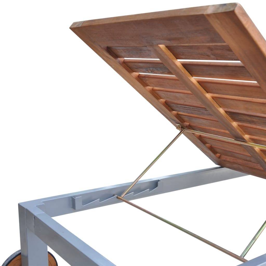 Helloshop26 - Transat chaise longue bain de soleil lit de jardin terrasse meuble d'extérieur avec coussin bois d'acacia et acier galvanisé - Image 5