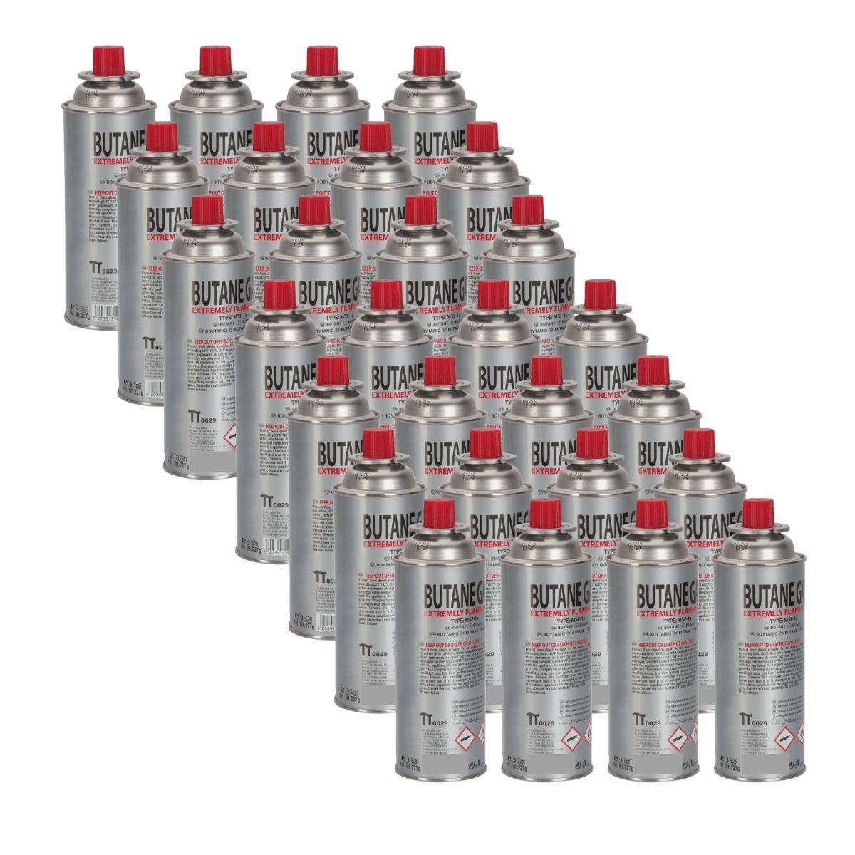 Pack 28 Cartouches Gaz Butane 227g universelles Sécurité stop-gaz Multiproduits Réchaud, Désherbeur, Chalumeau VITO