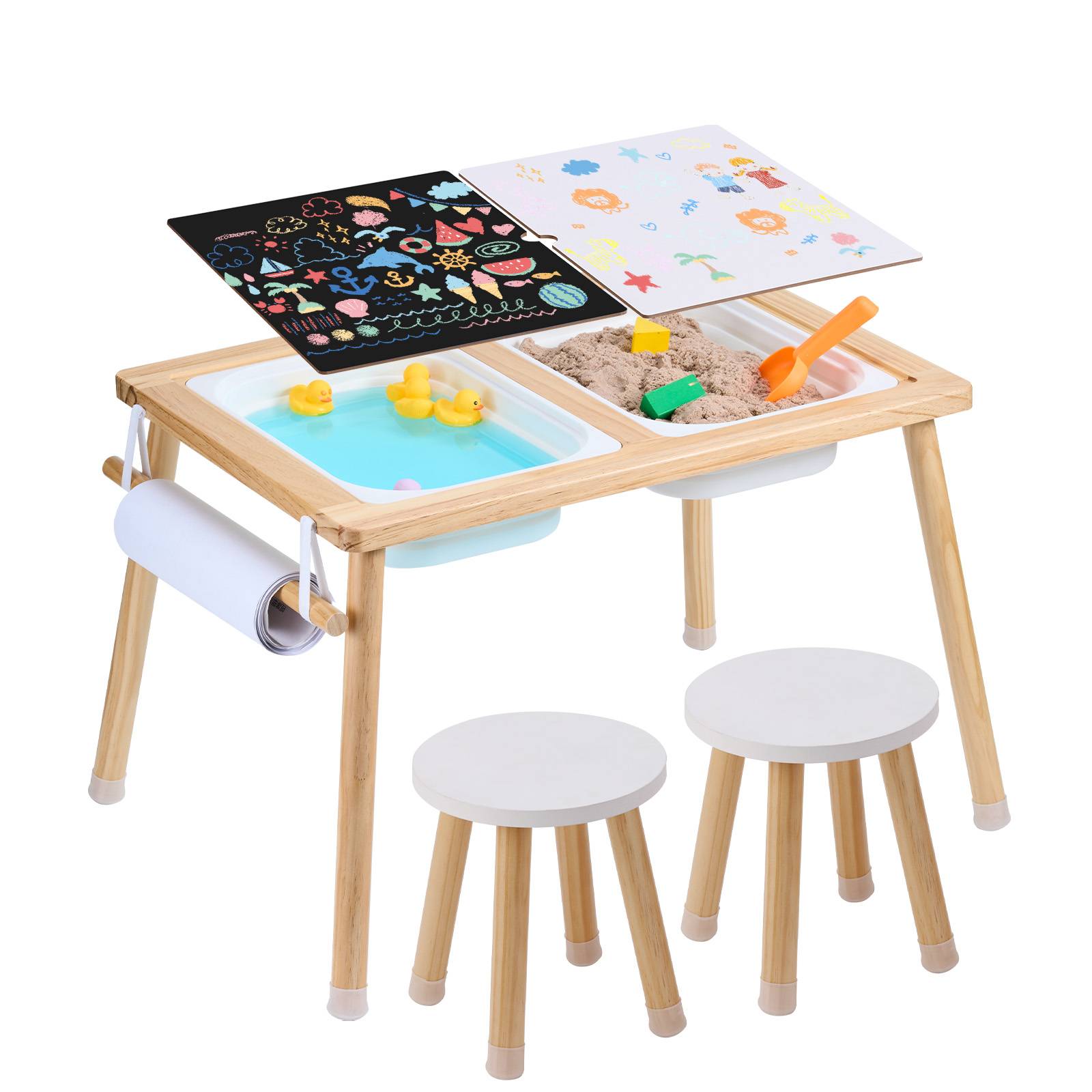 Vevor - VEVOR Table activités enfants, exploration sensorielle, 3 bacs. Bois, sable, eau. - Image 1