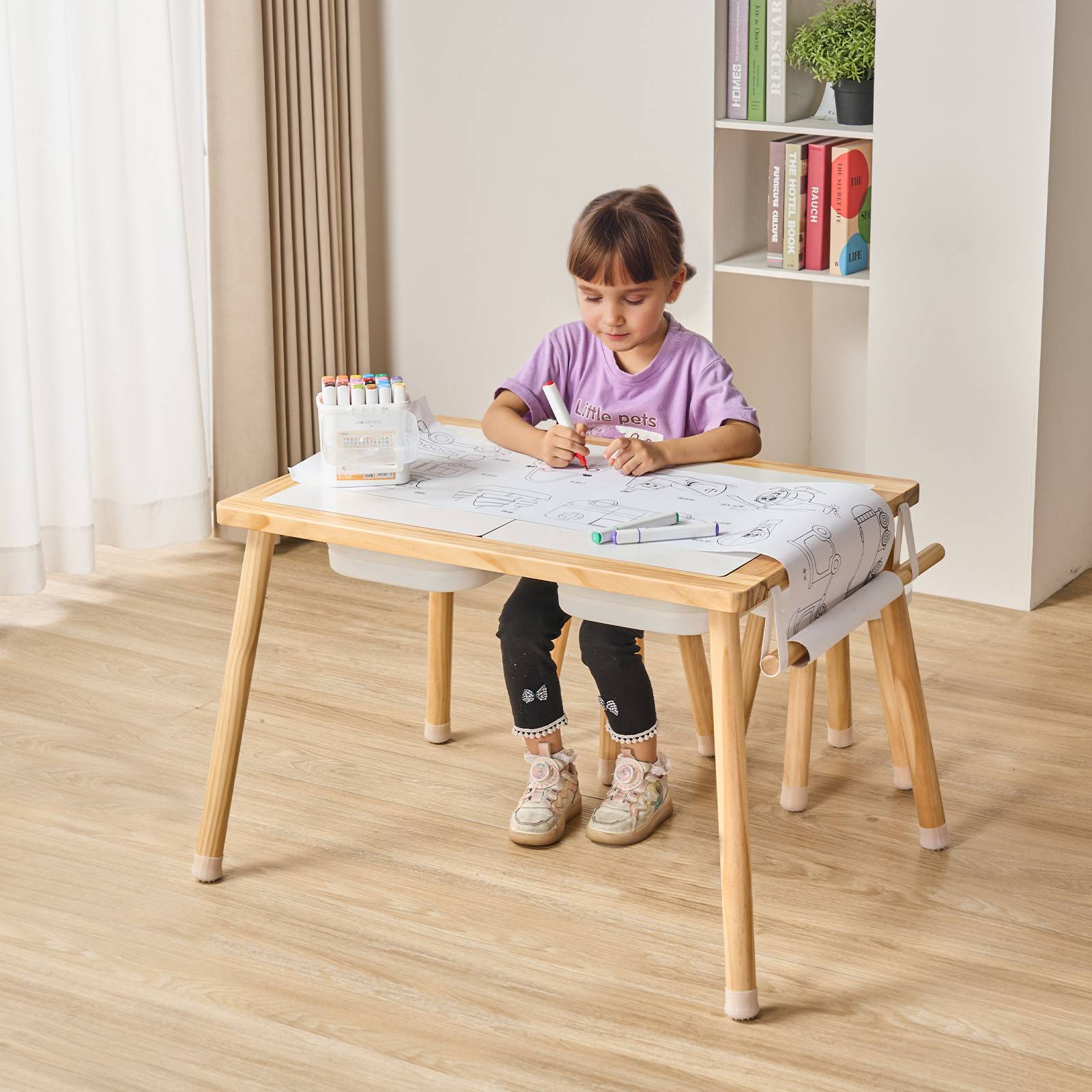 Vevor - VEVOR Table activités enfants, exploration sensorielle, 3 bacs. Bois, sable, eau. - Image 8