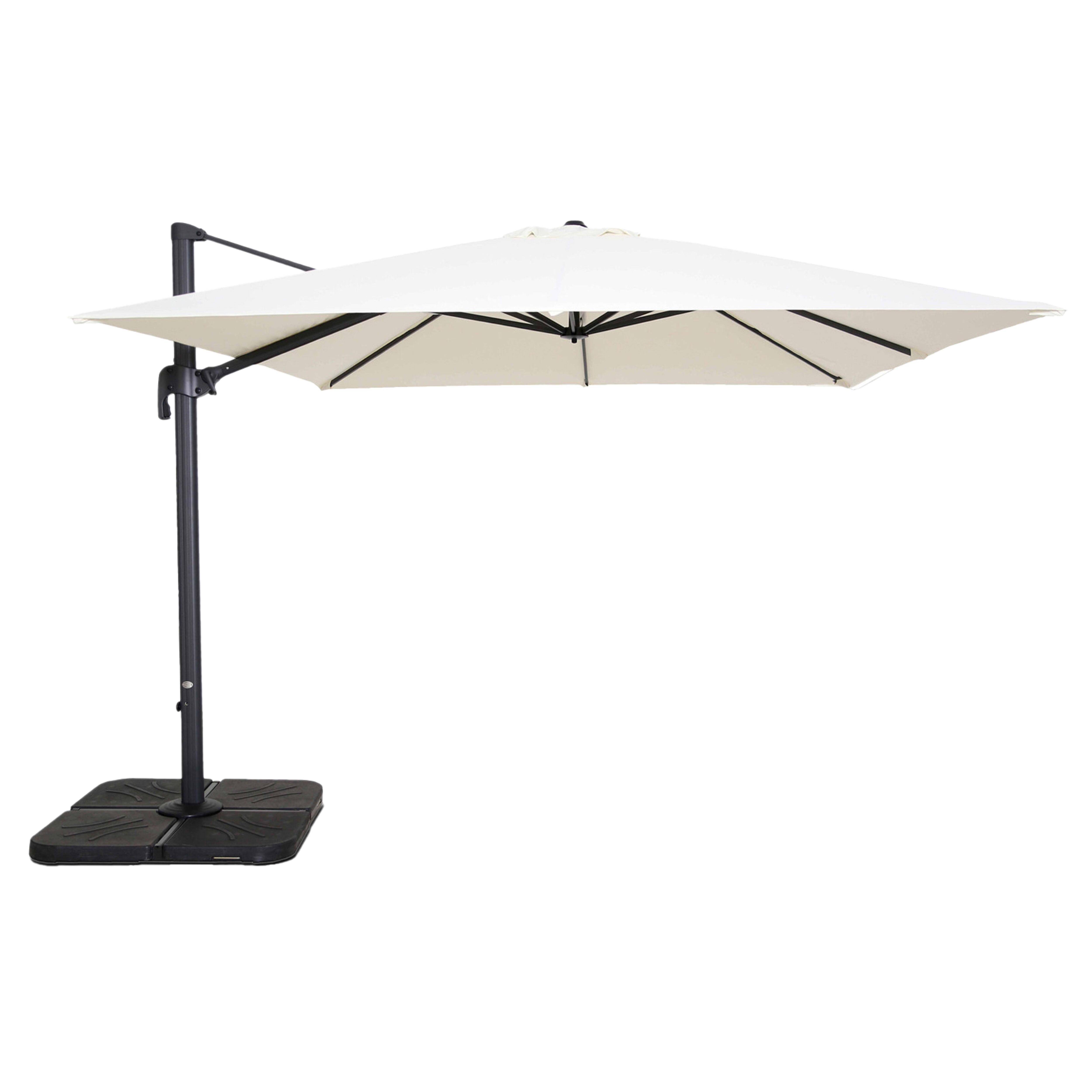 Oviala - Parasol déporté inclinable rotatif 3x3m et 4 dalles à remplir blanc Malaga - Oviala - Image 1
