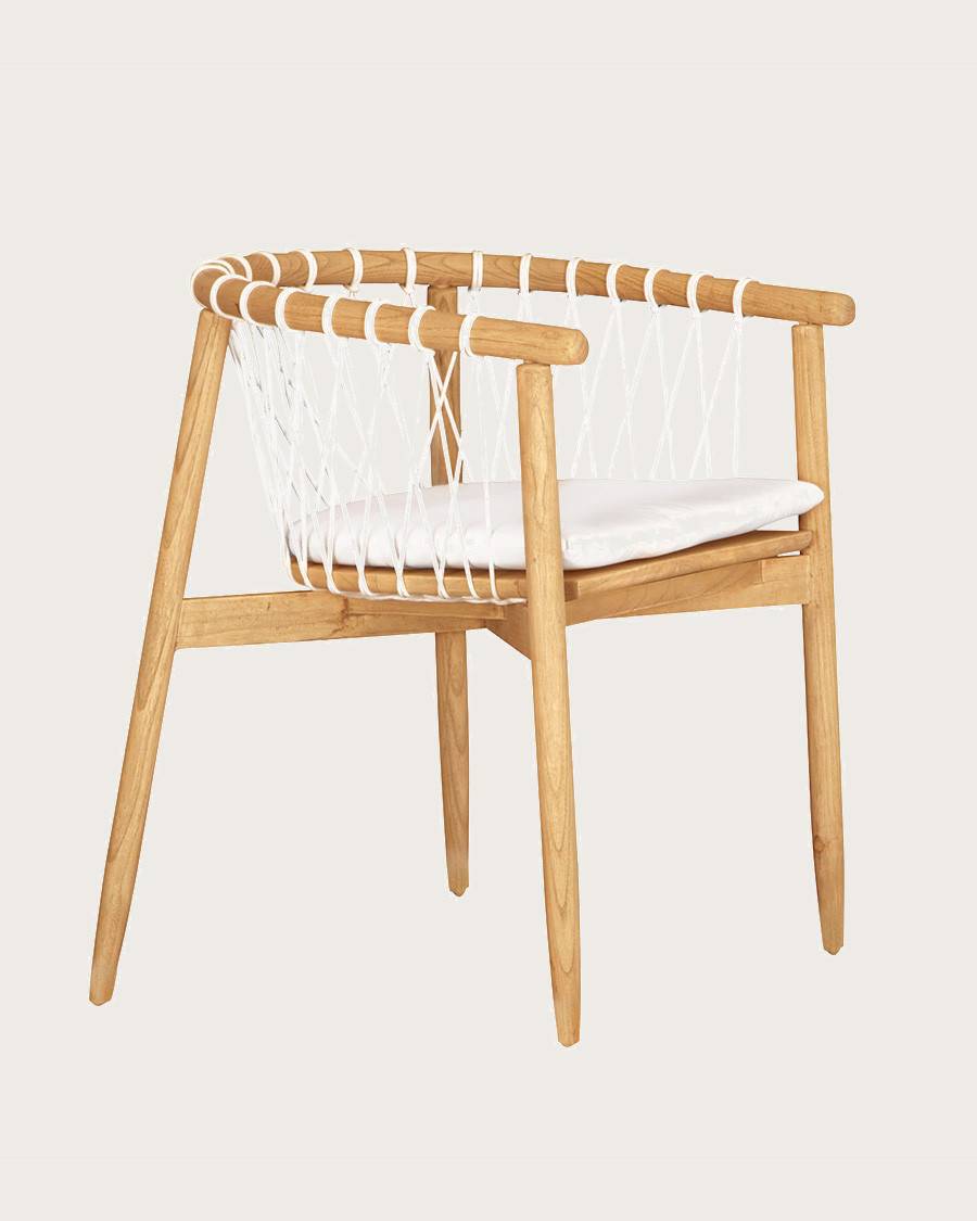 Nala - Chaise en teck massif et cordage blanc - UNIQKA - Image 2