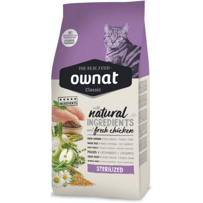 Croquettes Ownat Classic Sterilized pour chat adulte stérilisé Sac 15 kg