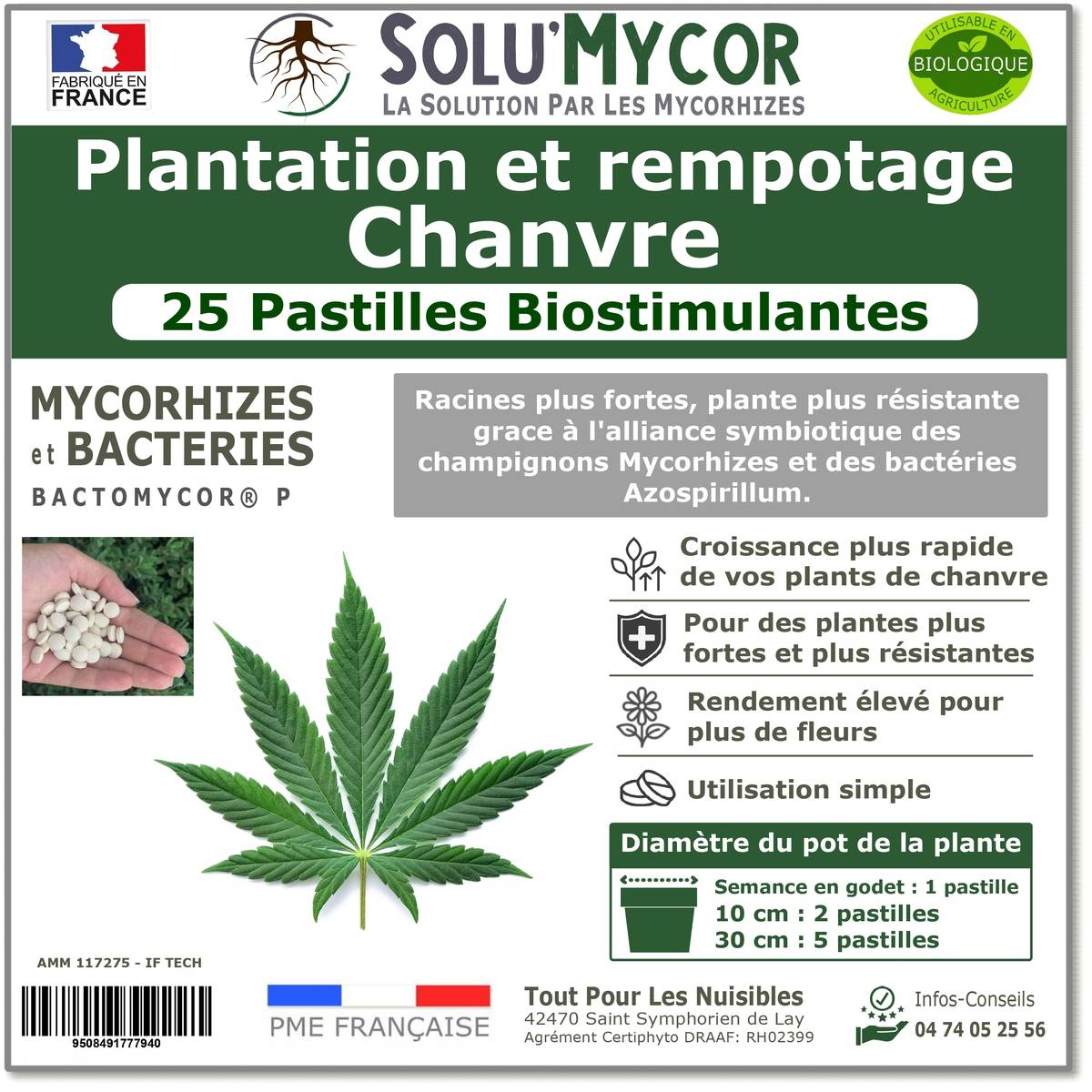 SoluMycor – 25 Pastilles Biostimulantes Chanvre – Idéal pour Semis & Plantation – Mycorhizes & Bactéries Azospirillum – Développement Racine - Image 1
