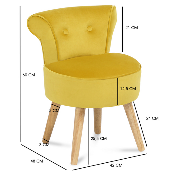 Fauteuil crapaud en velours jaune - Image 6