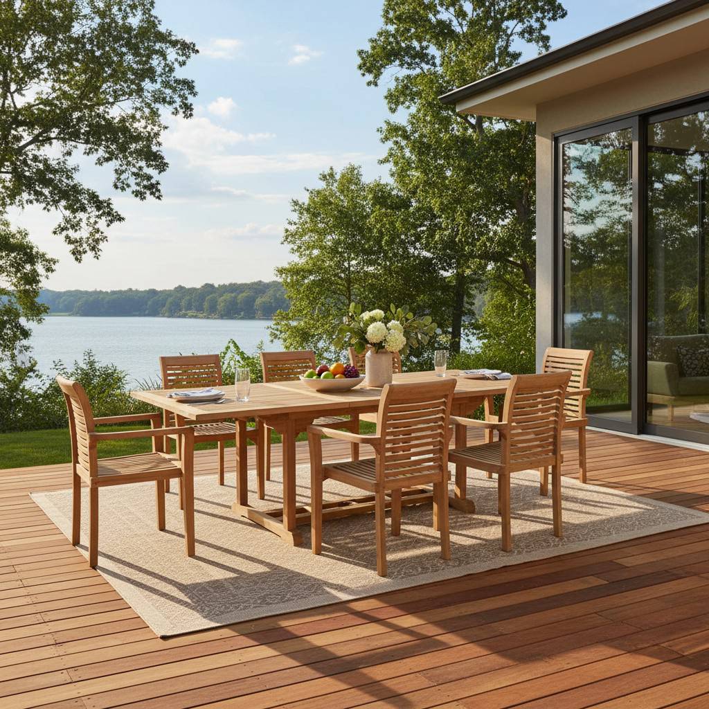 Table extensible rectangulaire teck massif Milan 180/240 x100 cm - TECK'Attitude - Image 2
