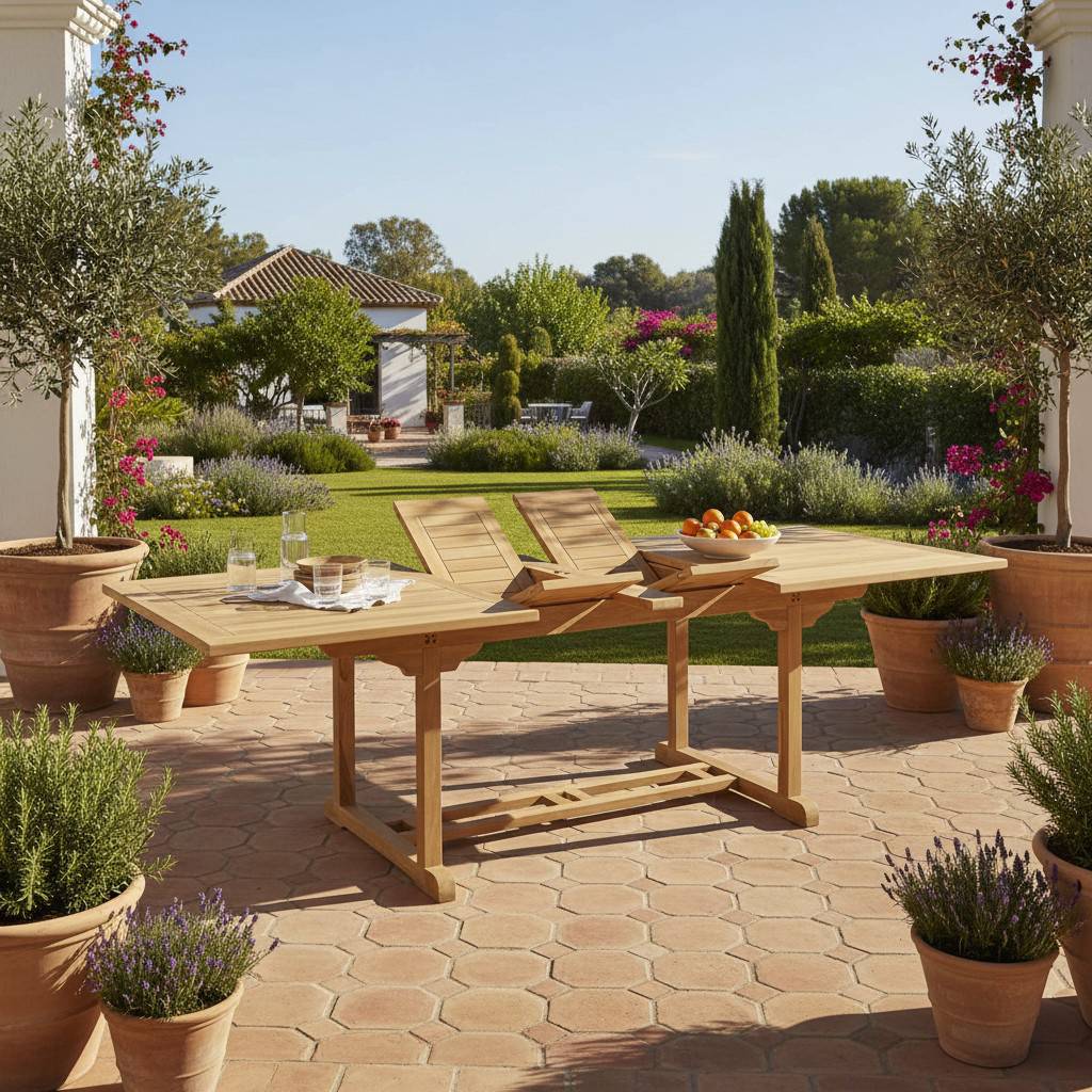 Table extensible rectangulaire teck massif Milan 180/240 x100 cm - TECK'Attitude - Image 4