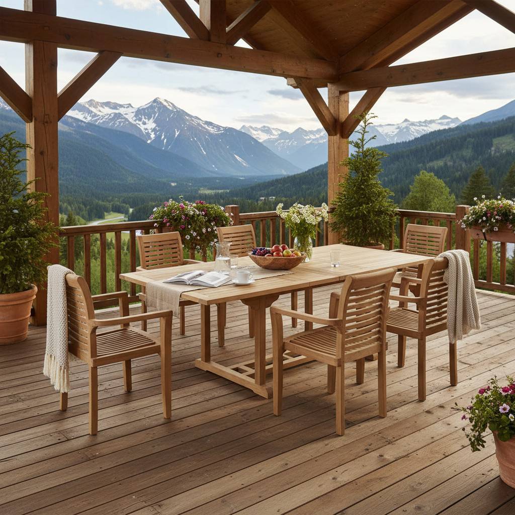 Table extensible rectangulaire teck massif Milan 180/240 x100 cm - TECK'Attitude - Image 7