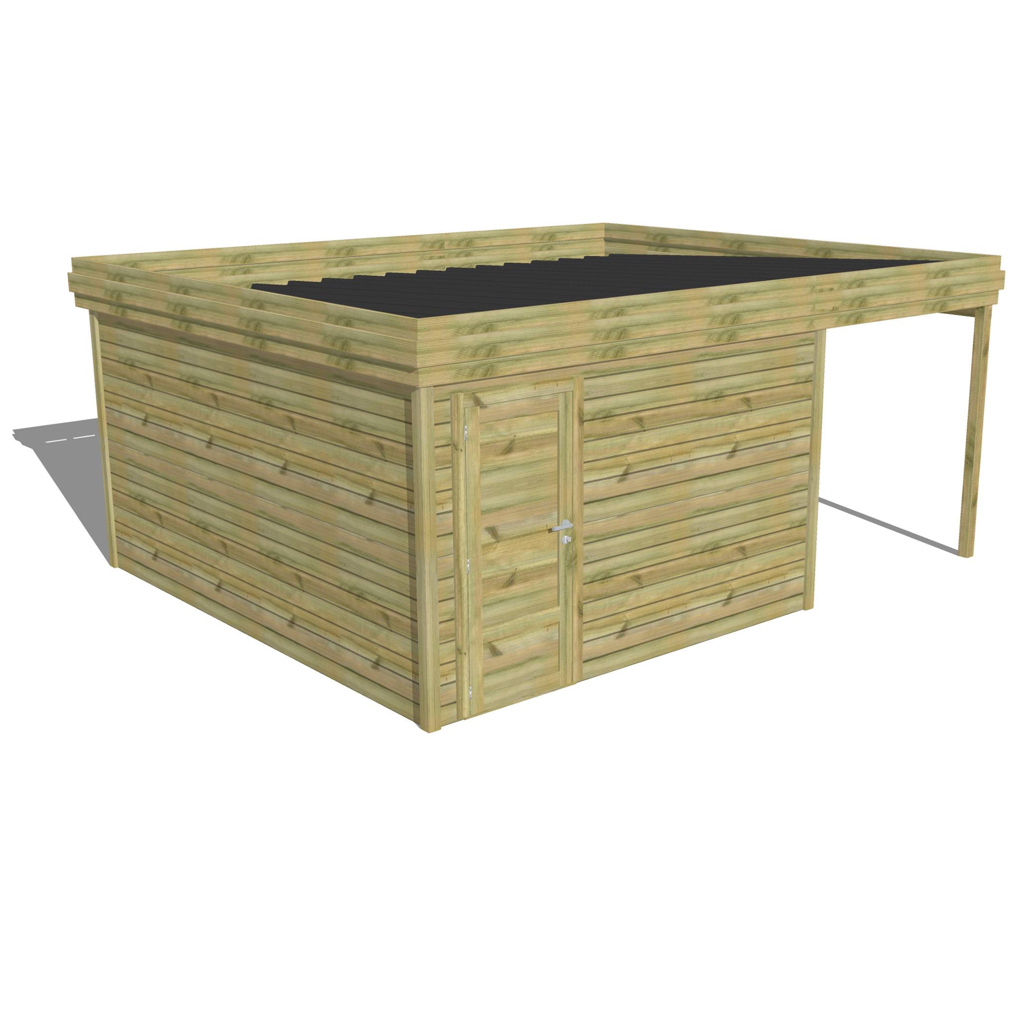 ABRI DE JARDIN bois  autoclave 27mm - 5,44x4,34m / 24m2 - Bac acier - Abri Français - Image 1