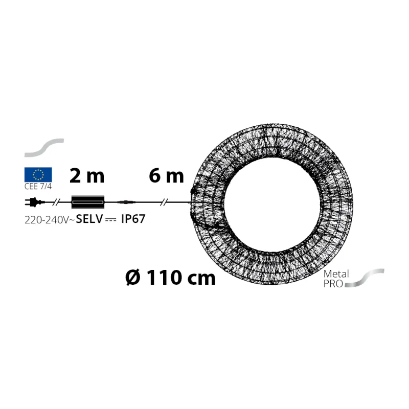 Lotti - Couronne 3D lumineuse ø110cm MicroLED Blanc Chaud & RGB MultiFLASH Métal IP67 HDM Pro Lotti - Image 2