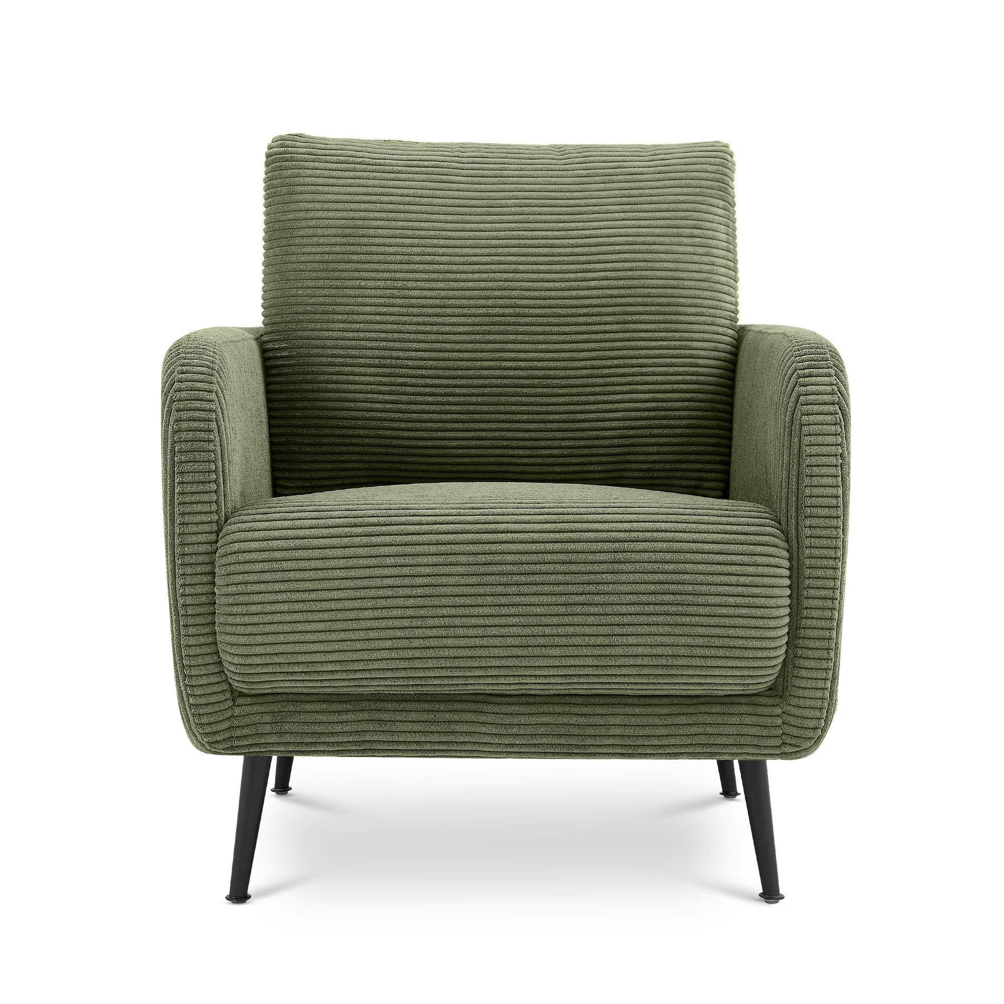 Sicaan Fauteuil design EMMA en velours côtelé vert sauge - Image 4