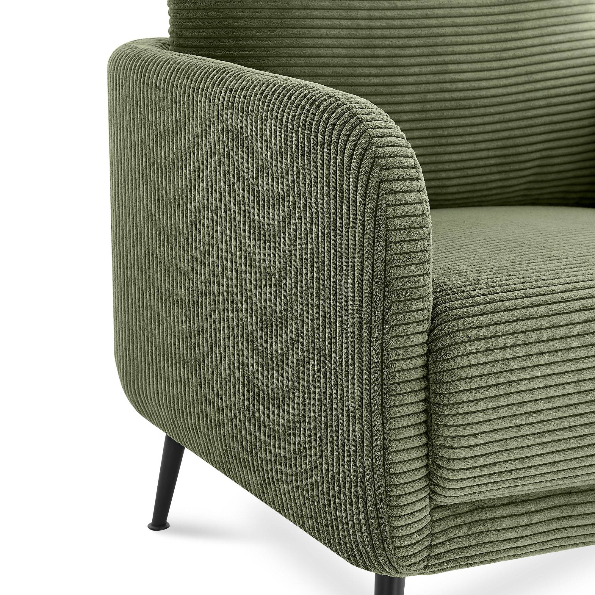Sicaan Fauteuil design EMMA en velours côtelé vert sauge - Image 7
