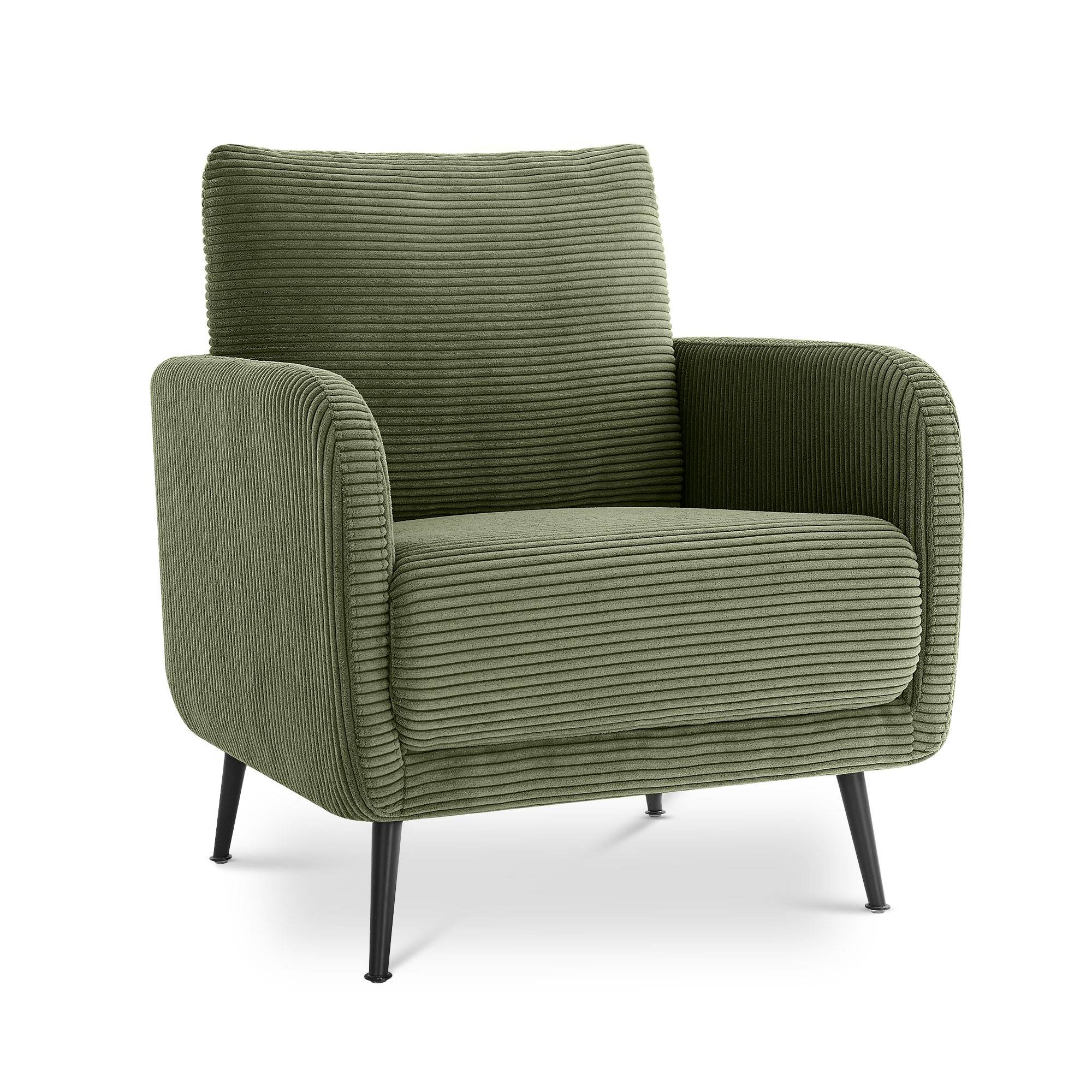 Sicaan Fauteuil design EMMA en velours côtelé vert sauge - Image 3