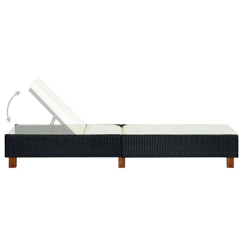 Helloshop26 - Transat bain de soleil avec coussin résine tressée noir - Image 5