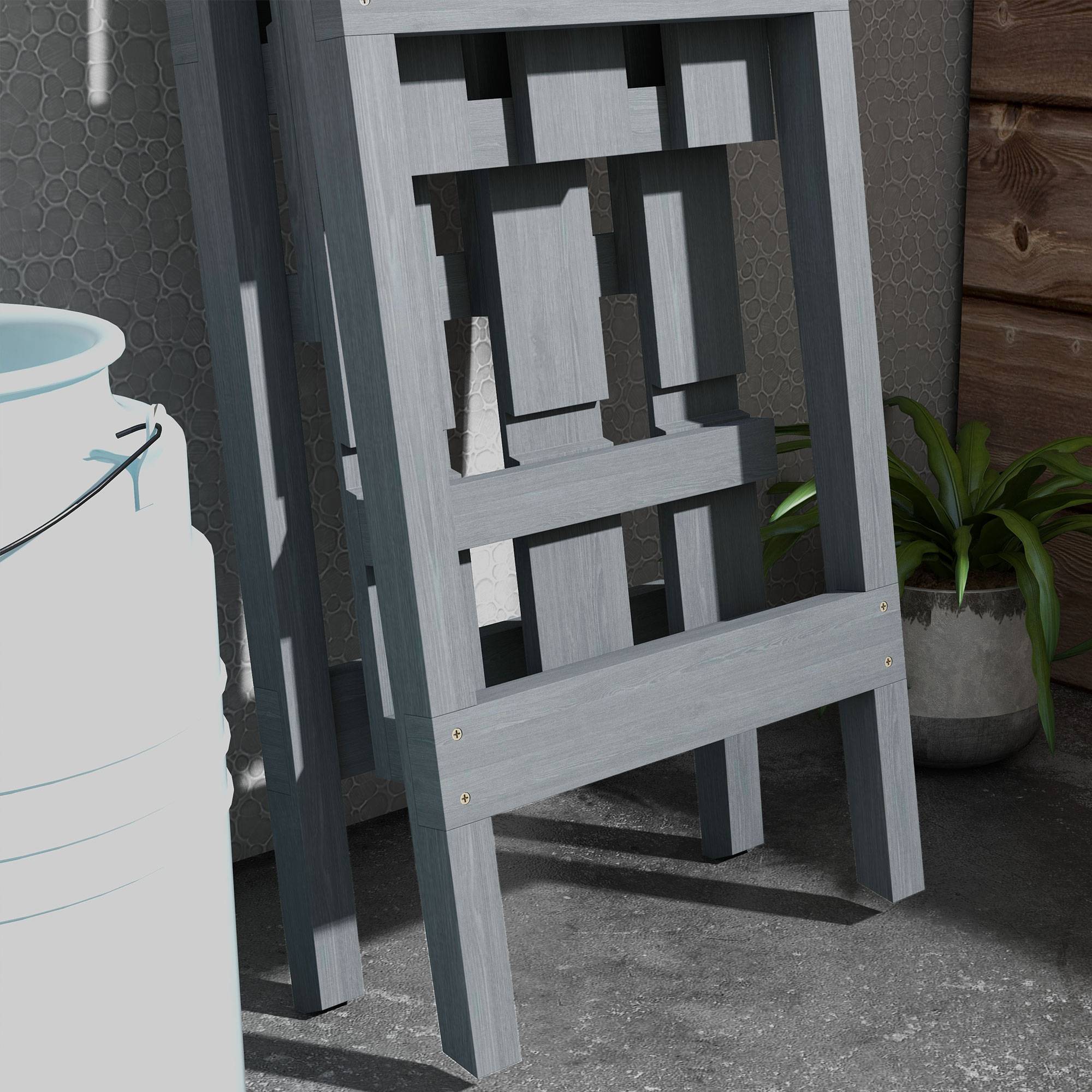 support plantes 3 niveaux lattes bois sapin 100x36x112 étagère fleurs jardin gris - Image 10