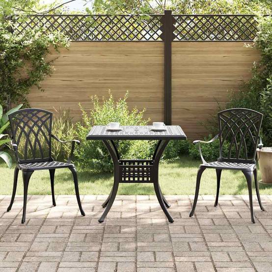 Ensemble de tables de jardin aluminium coulé noir 80 x 80 x 75 cm, Poids :23.71kg - PANGIVO - Image 1