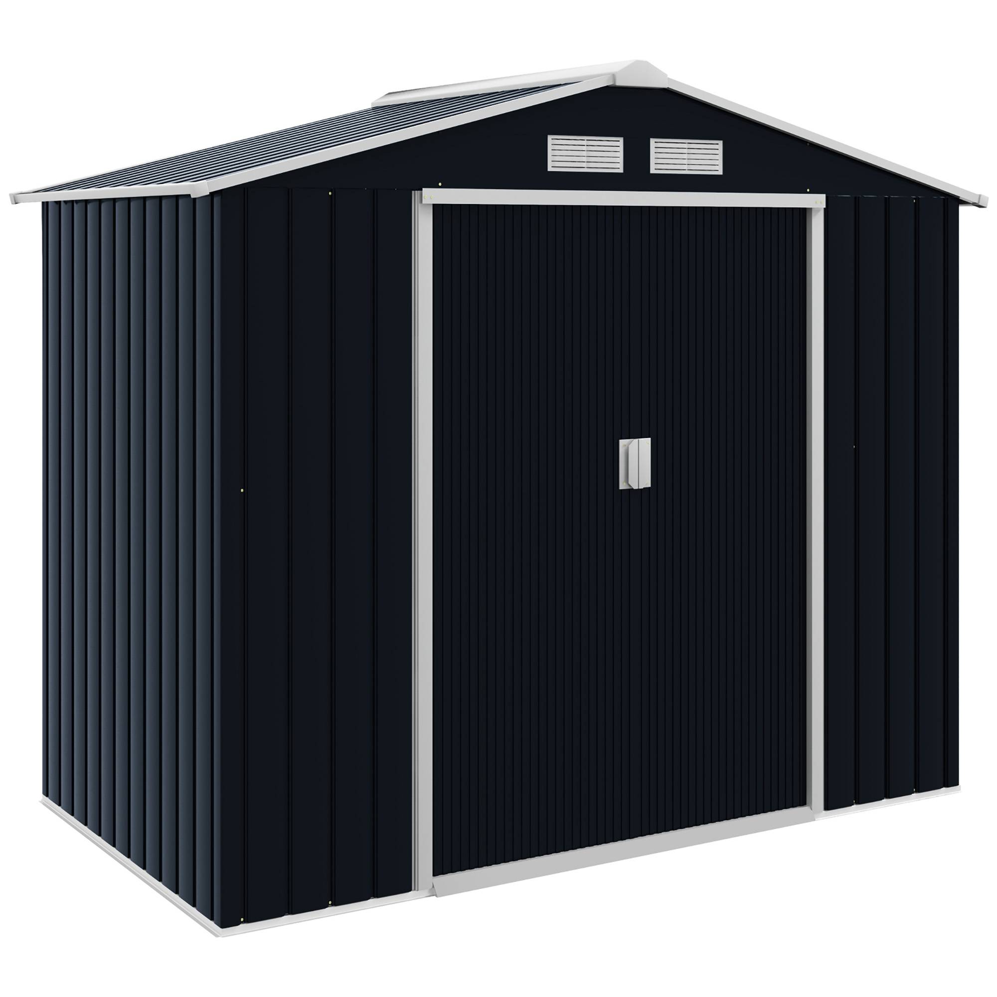 Abri de jardin en tôle avec portes coulissantes, 213 x 130 x 185 cm, gris foncé - Image 1