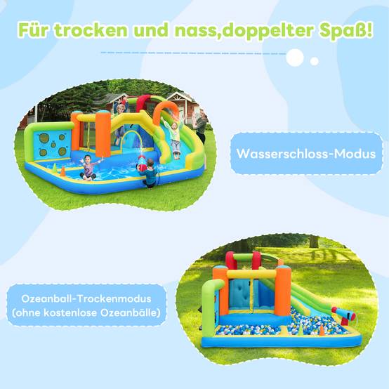 Château Gonflable Tissu Oxford Jardin Parc Aquatique Toboggan 410x315x203cm Multicolore - ComfortXL Outdoor Living - Image 9