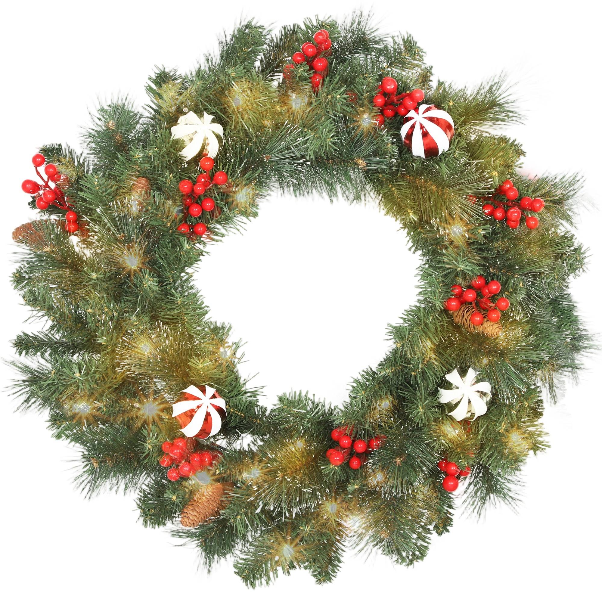 ComfortXL - Couronne de Noël lumineuse à feuillage vert en plastique Ø 60 cm pour porte avec 50 LED et minuterie - Image 10