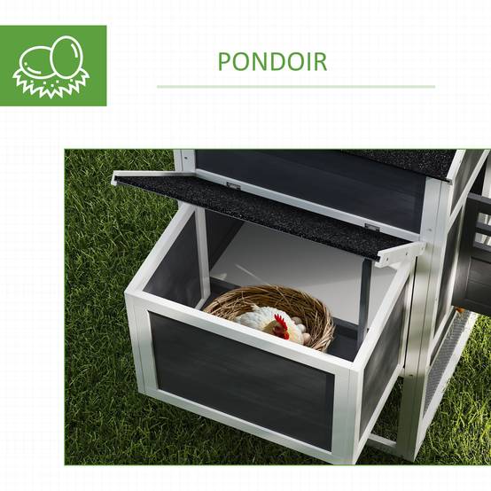 ComfortXL - Poulailler extérieur bois sapin 3-6 poules avec pondoir grand enclos 297x68x118cm blanc - ComfortXL Outdoor Living - Image 8
