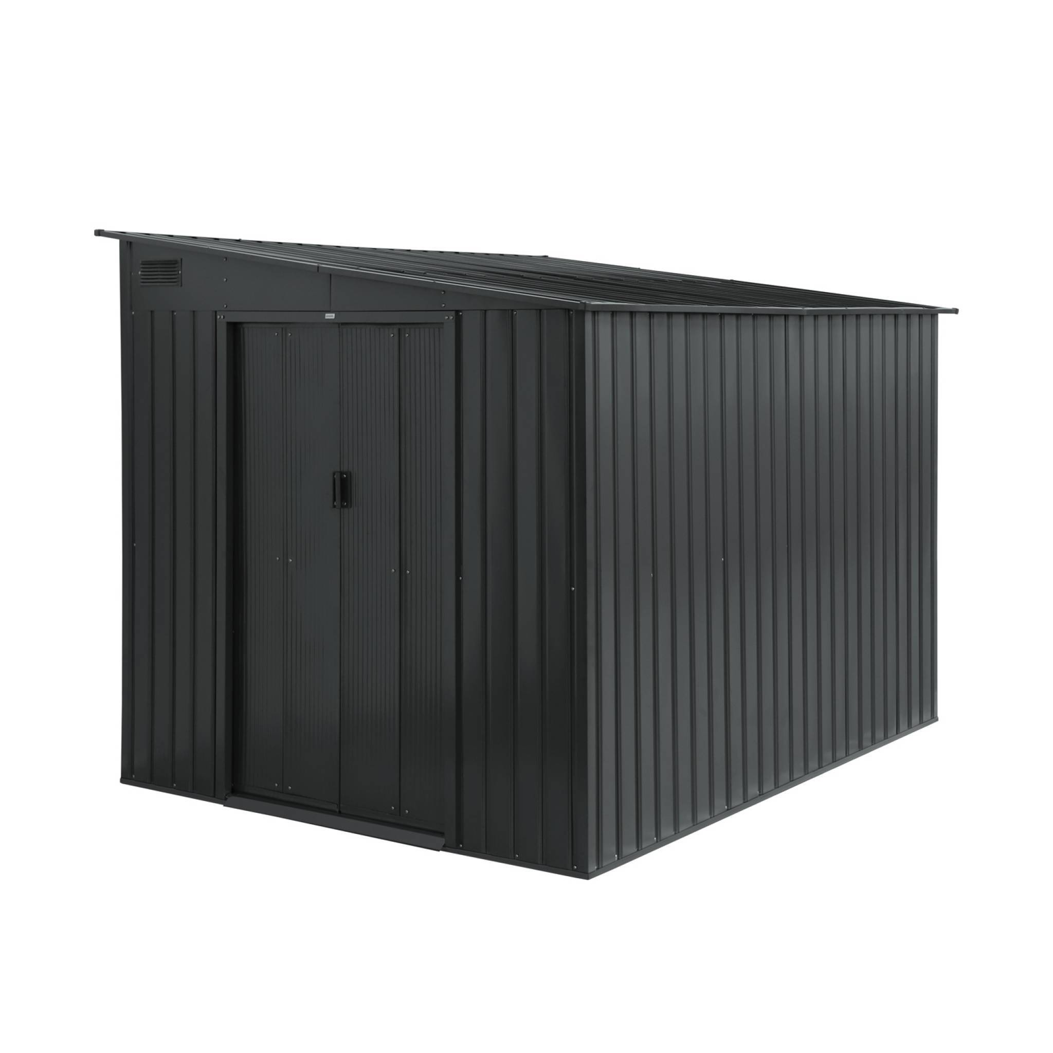 sweeek - Abri de jardin acier 5.5m² avec kit d'ancrage anthracite L 258 x l 212.5 x H 195cm - Lome | sweeek