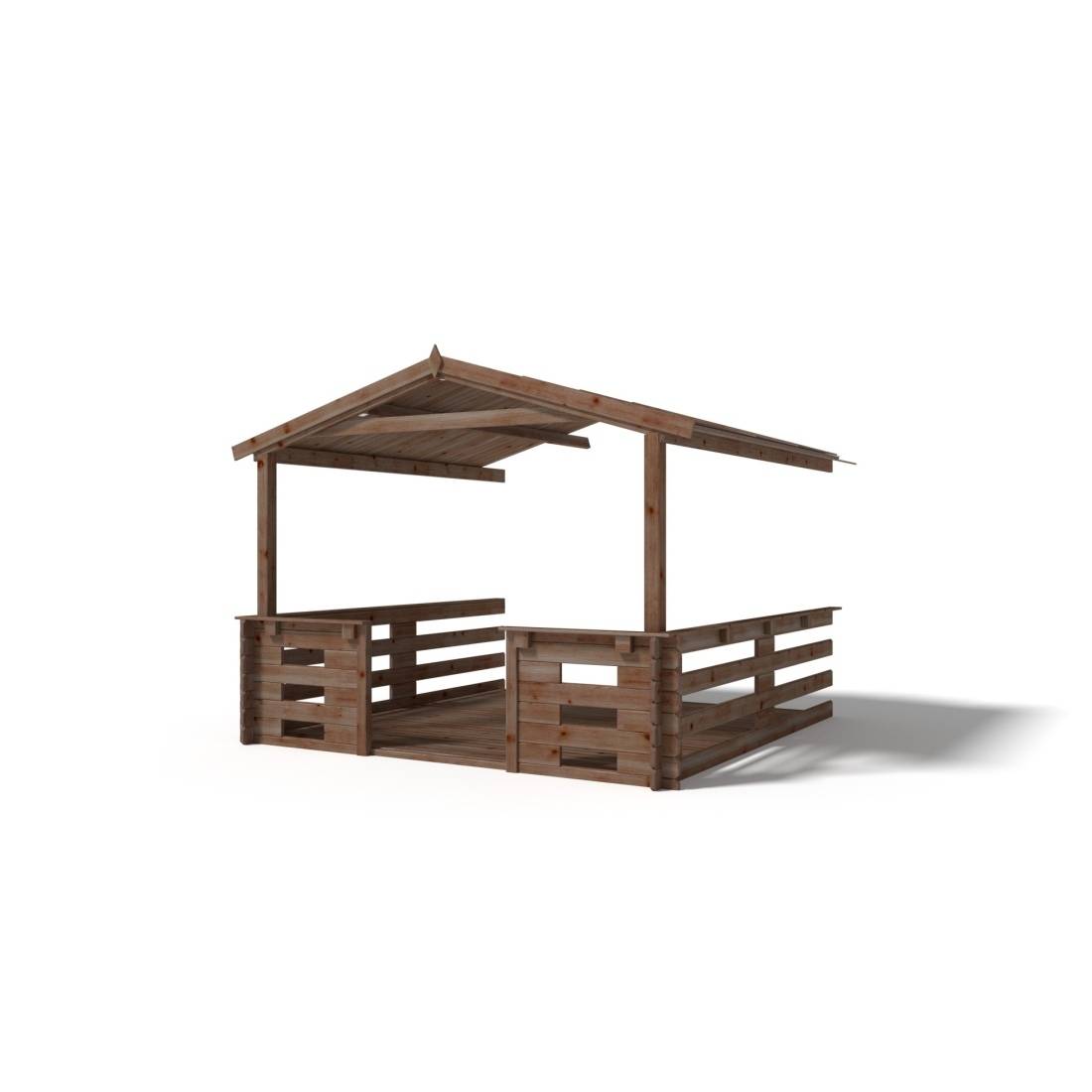 Altanka - Avant-toit en bois 3x3m pour le chalet de jardin 3m, traité, marron - DOM539 - ALTANKA - Image 4