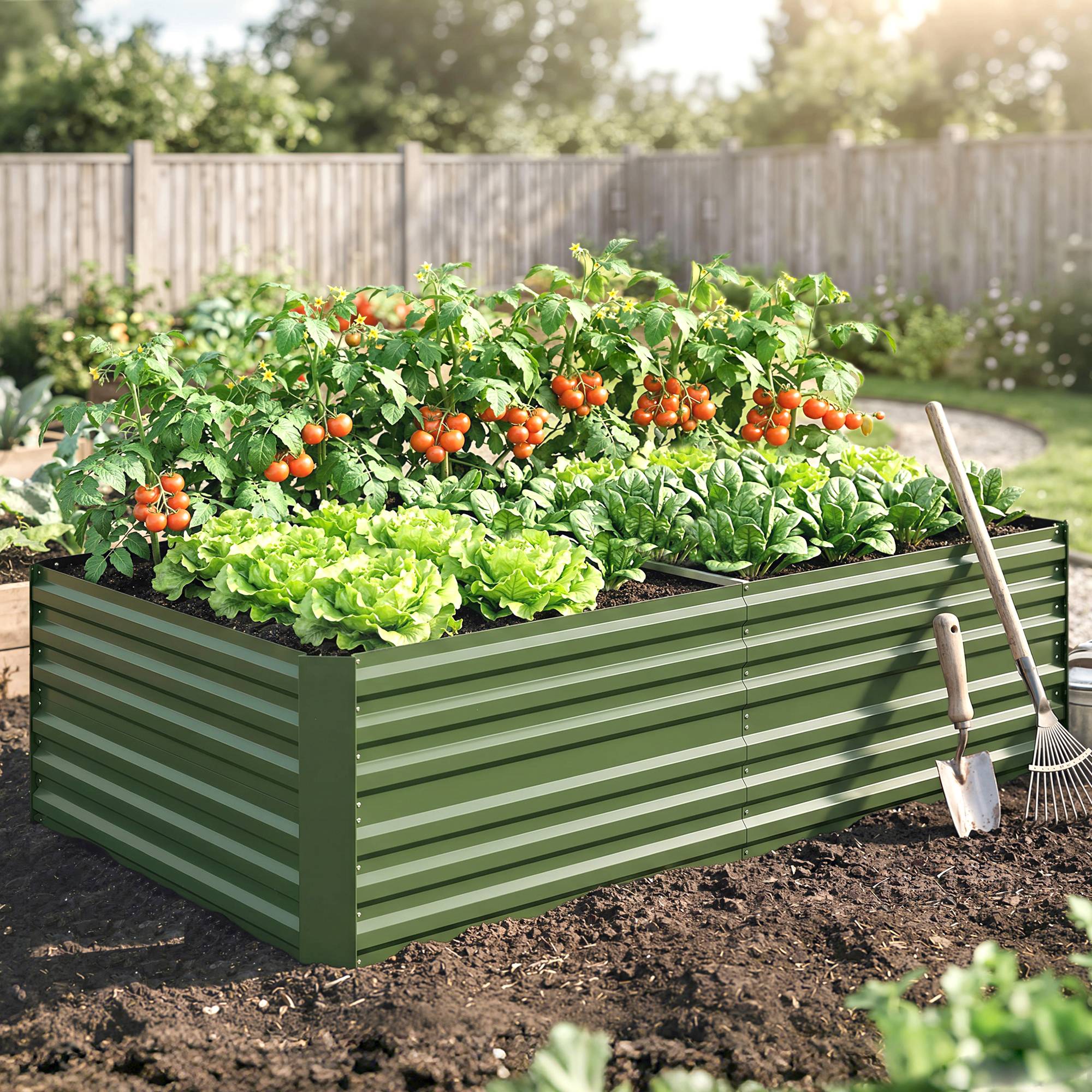 Sans Marque - Carré potager jardin rectangulaire tubes renforcement acier galvanisé 180x90x59 cm - Image 4