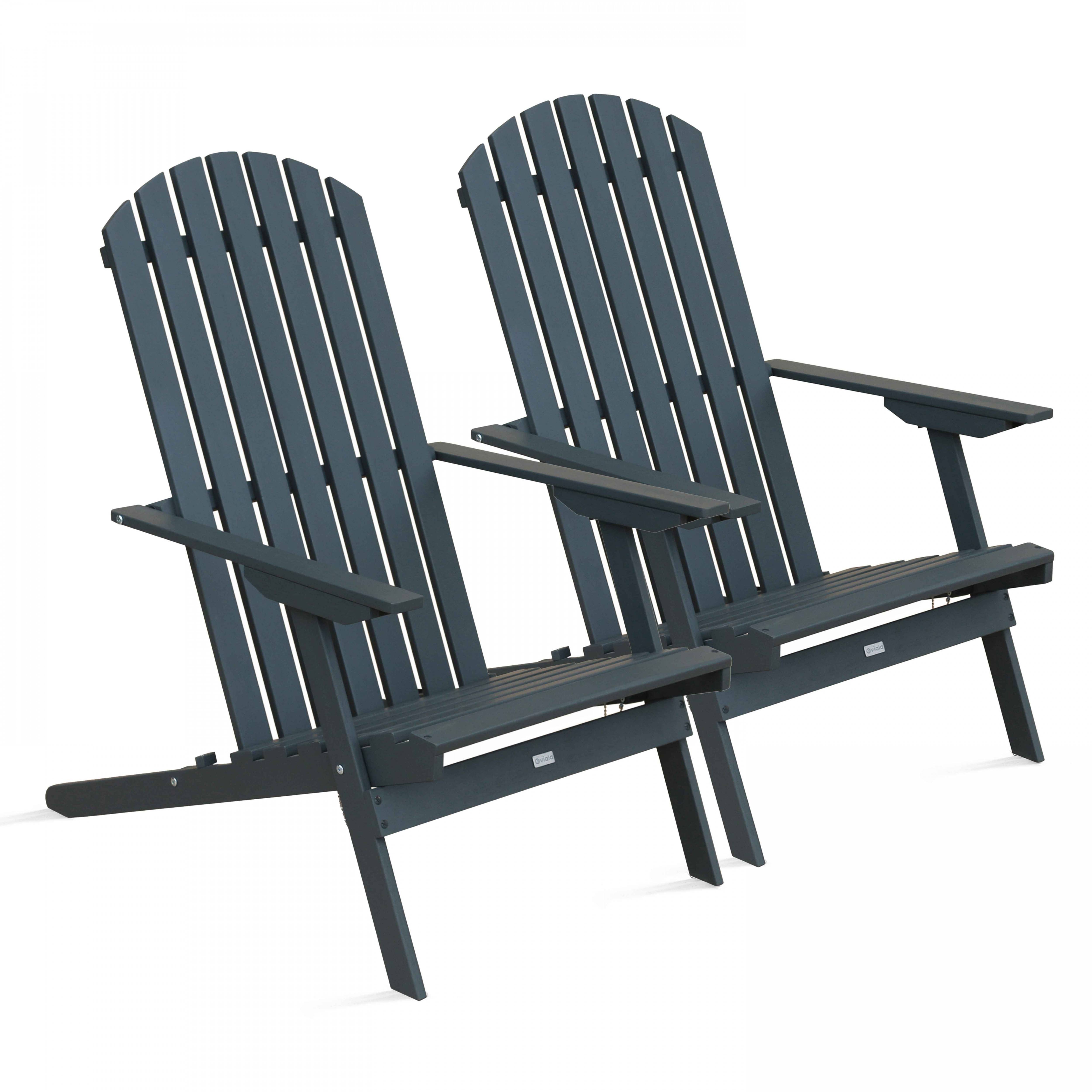 Oviala - Lot de 2 fauteuils pliant en bois d'eucalyptus gris - Oviala - Image 1