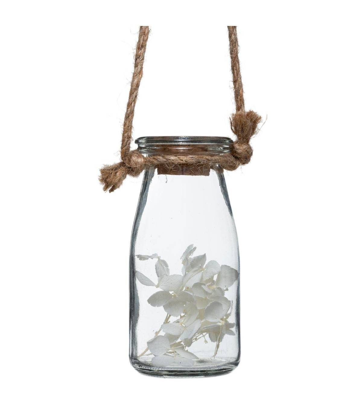Suspension en Bois et Corde 4 Fleurs Séchées dans 4 Vases en Verre - Image 4