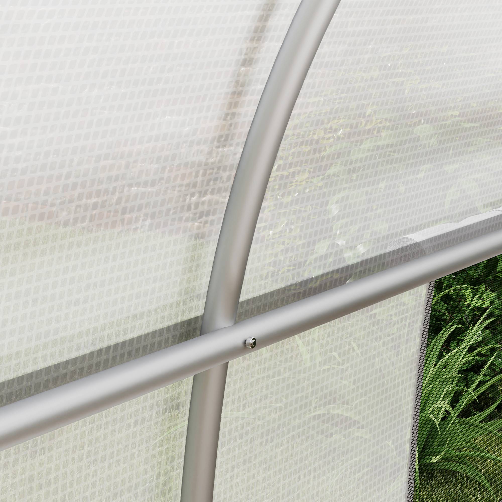 ComfortXL - Grande serre tunnel de jardin 24 m² en PE blanc et acier galvanisé 800 x 300 x 200 cm avec 12 fenêtres de ventilation - Image 9