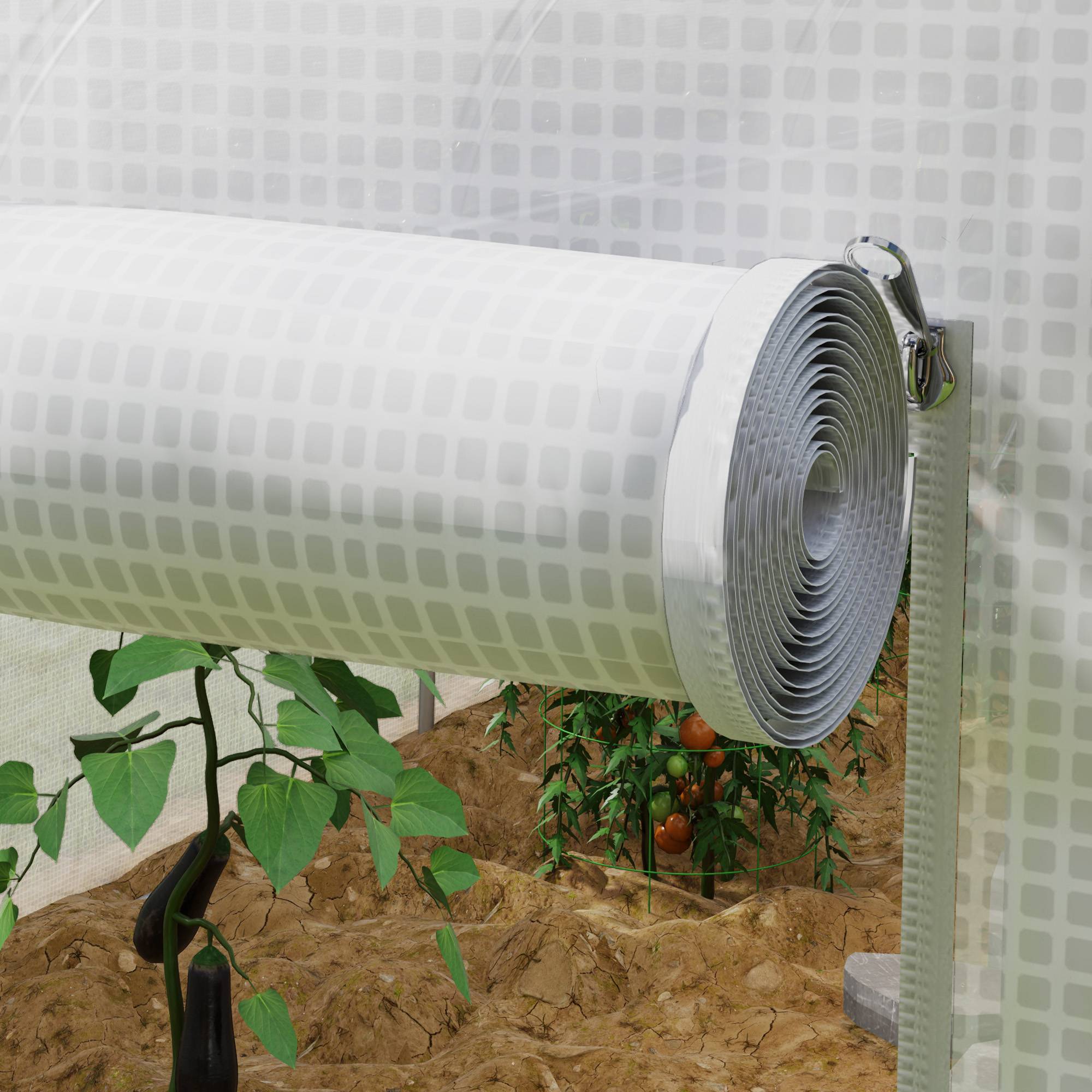 ComfortXL - Grande serre tunnel de jardin 24 m² en PE blanc et acier galvanisé 800 x 300 x 200 cm avec 12 fenêtres de ventilation - Image 8