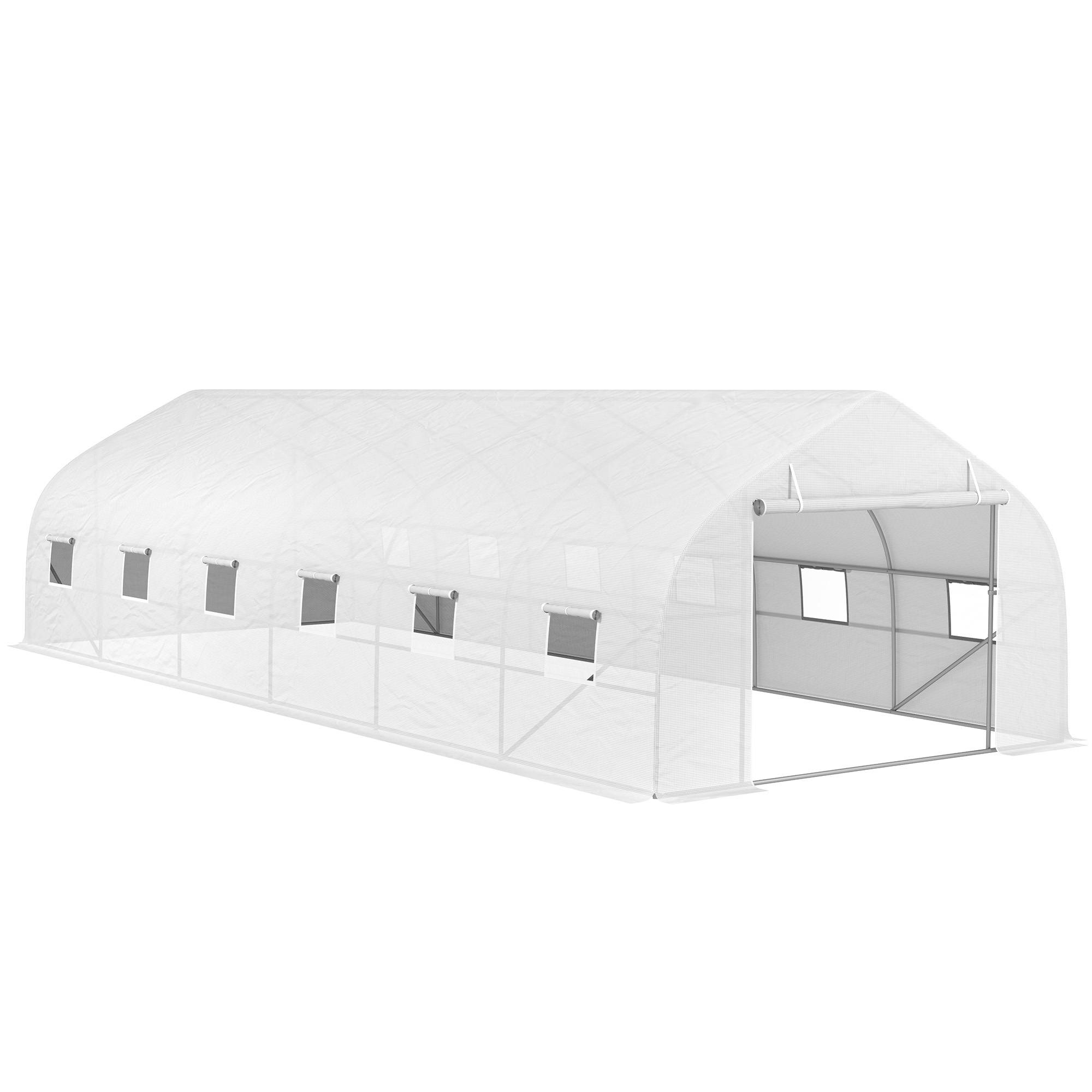 ComfortXL - Grande serre tunnel de jardin 24 m² en PE blanc et acier galvanisé 800 x 300 x 200 cm avec 12 fenêtres de ventilation - Image 10