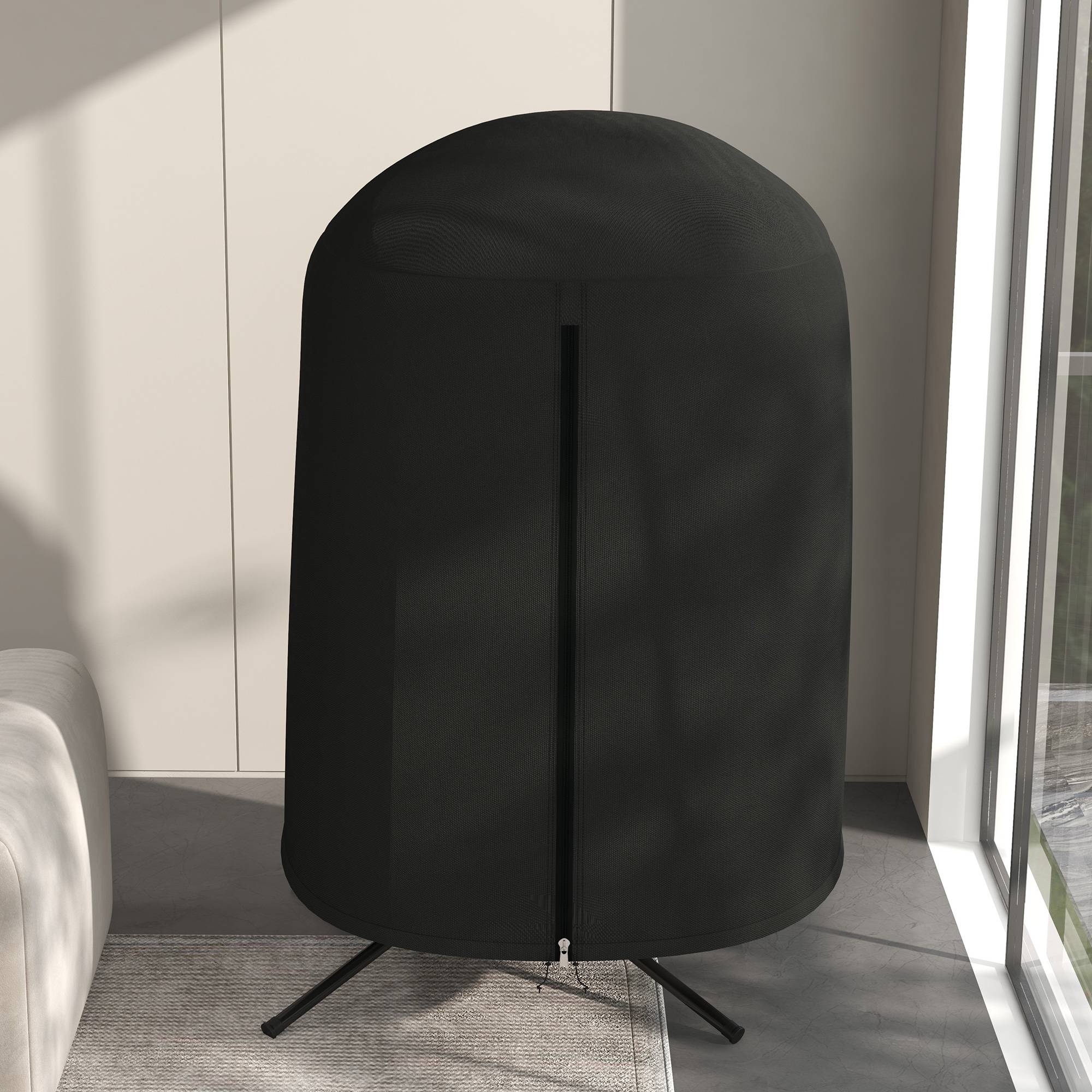 Outsunny - Housse pour fauteuil suspendu jardin Ø128x190cm imperméable fermeture éclair tissu Oxford noir - Outsunny - Image 9