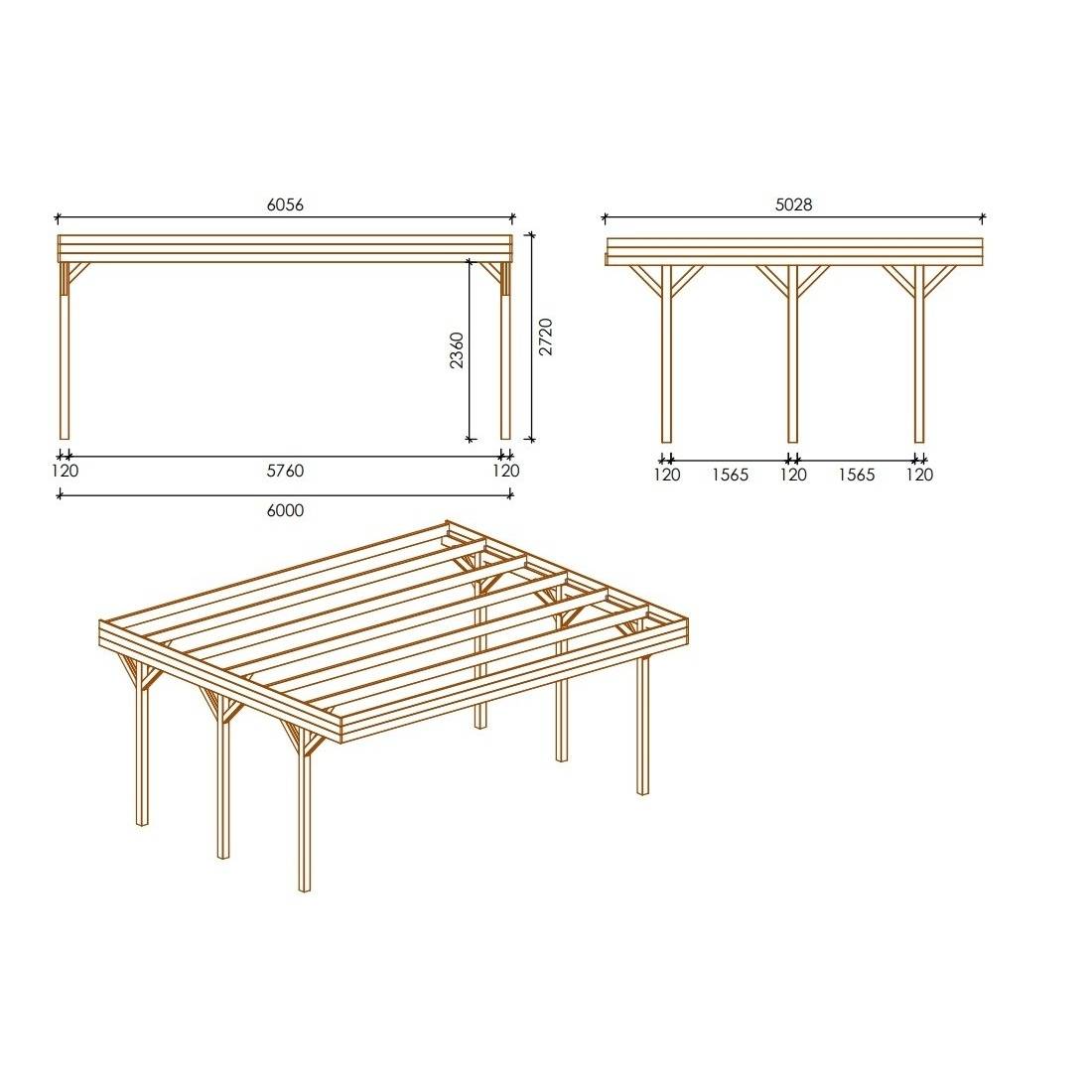 Altanka - Carport, abri de voiture  6.06x5.03 m - 30 m2 - couverture PVC  - CAR5PVCTR - ALTANKA - Image 3