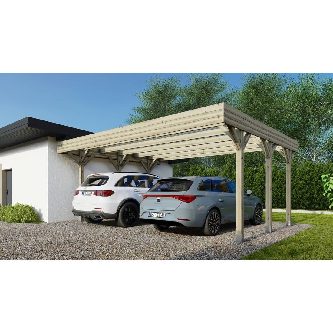 Altanka - Carport, abri de voiture  6.06x5.03 m - 30 m2 - couverture PVC  - CAR5PVCTR - ALTANKA - Image 1