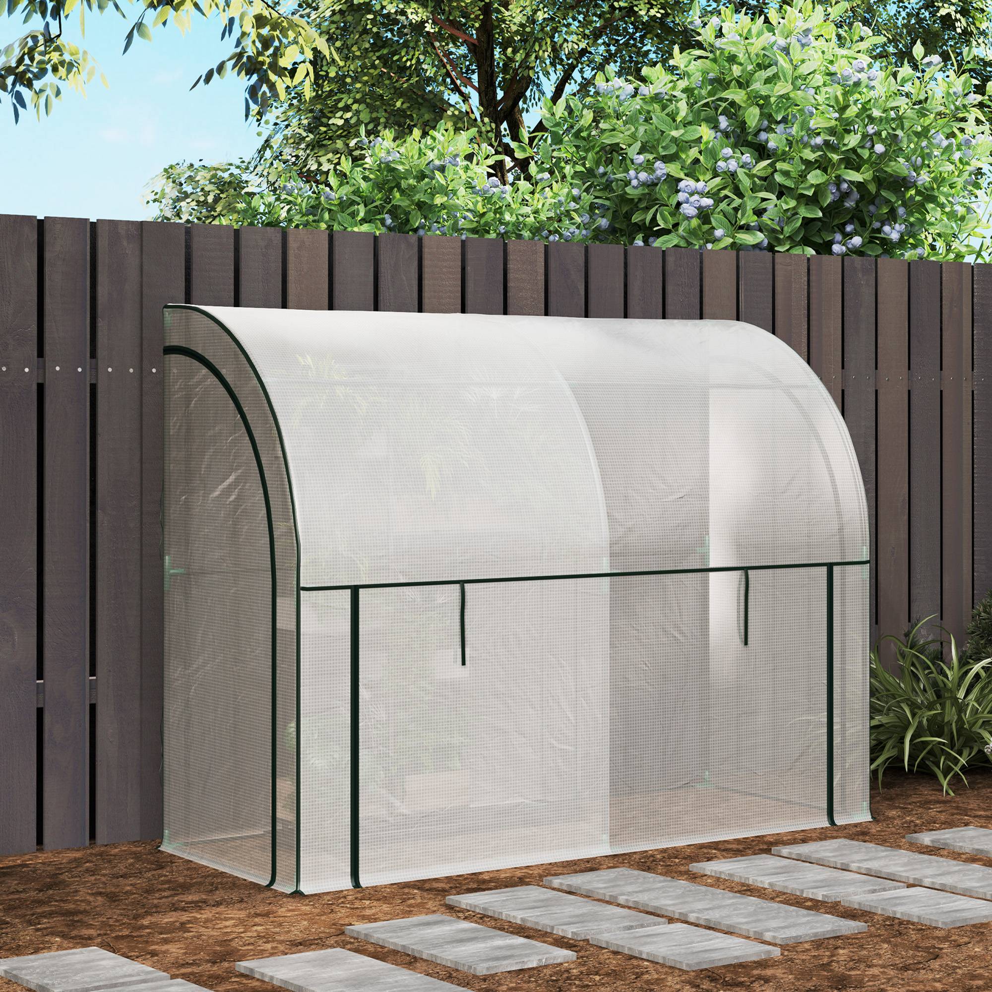 ComfortXL - Serre adossée acier pour potager balcon protection UV porte déroulante 200x80x157cm blanc - ComfortXL Outdoor Living - Image 8