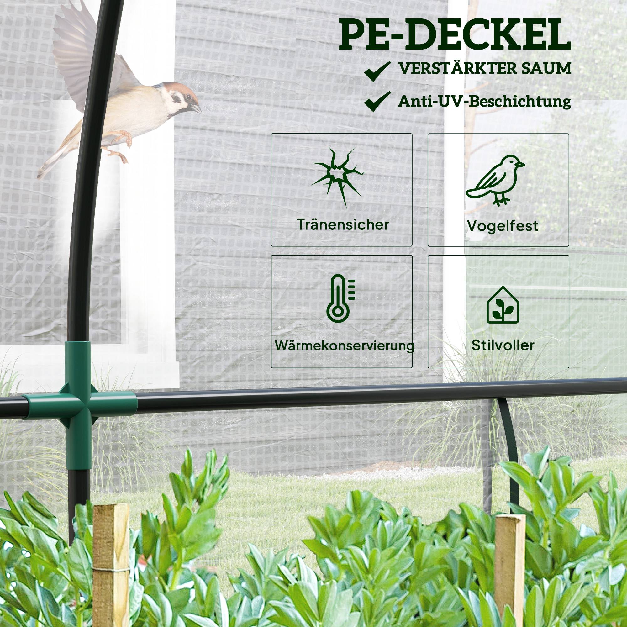 ComfortXL - Serre adossée acier pour potager balcon protection UV porte déroulante 200x80x157cm blanc - ComfortXL Outdoor Living - Image 5