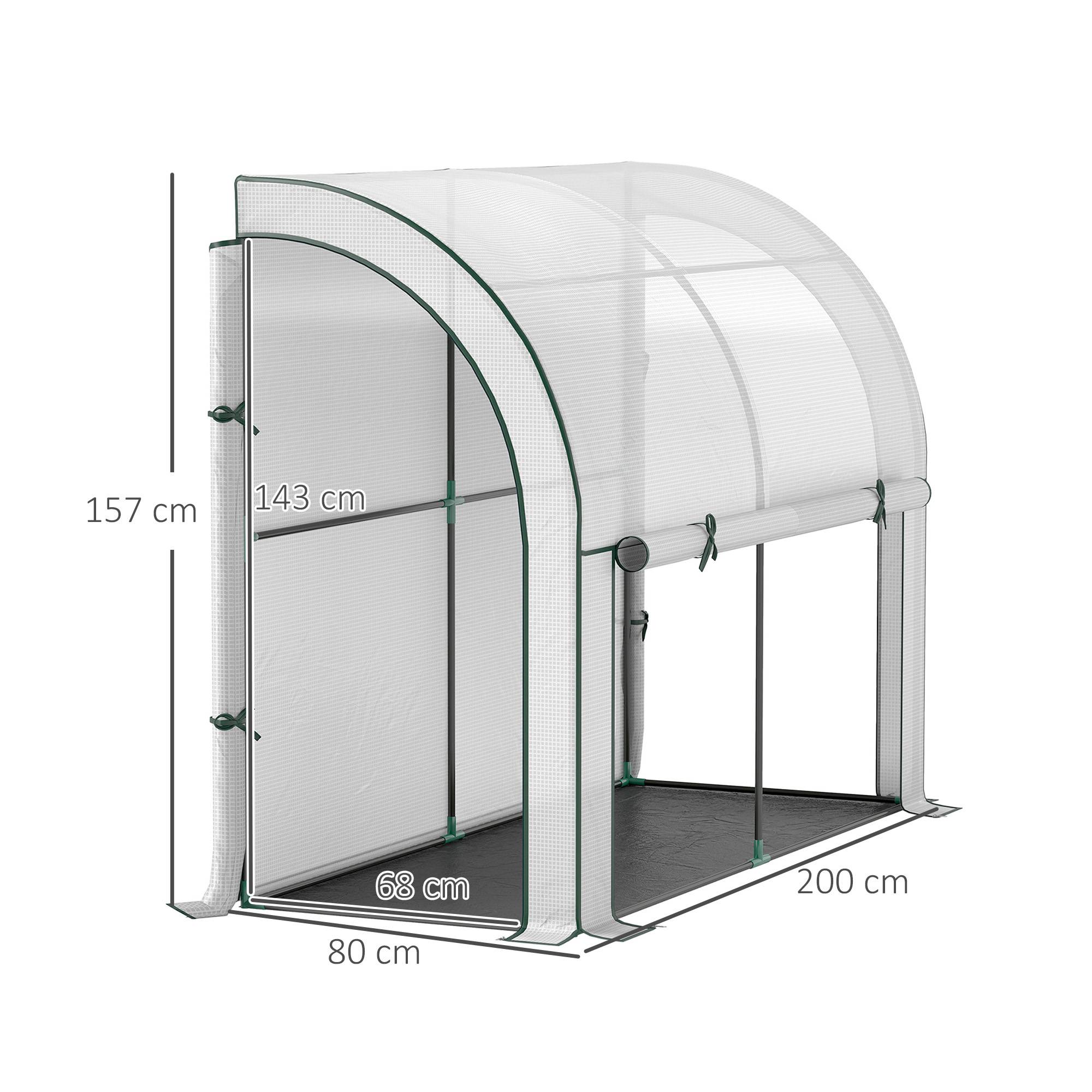 ComfortXL - Serre adossée acier pour potager balcon protection UV porte déroulante 200x80x157cm blanc - ComfortXL Outdoor Living - Image 3