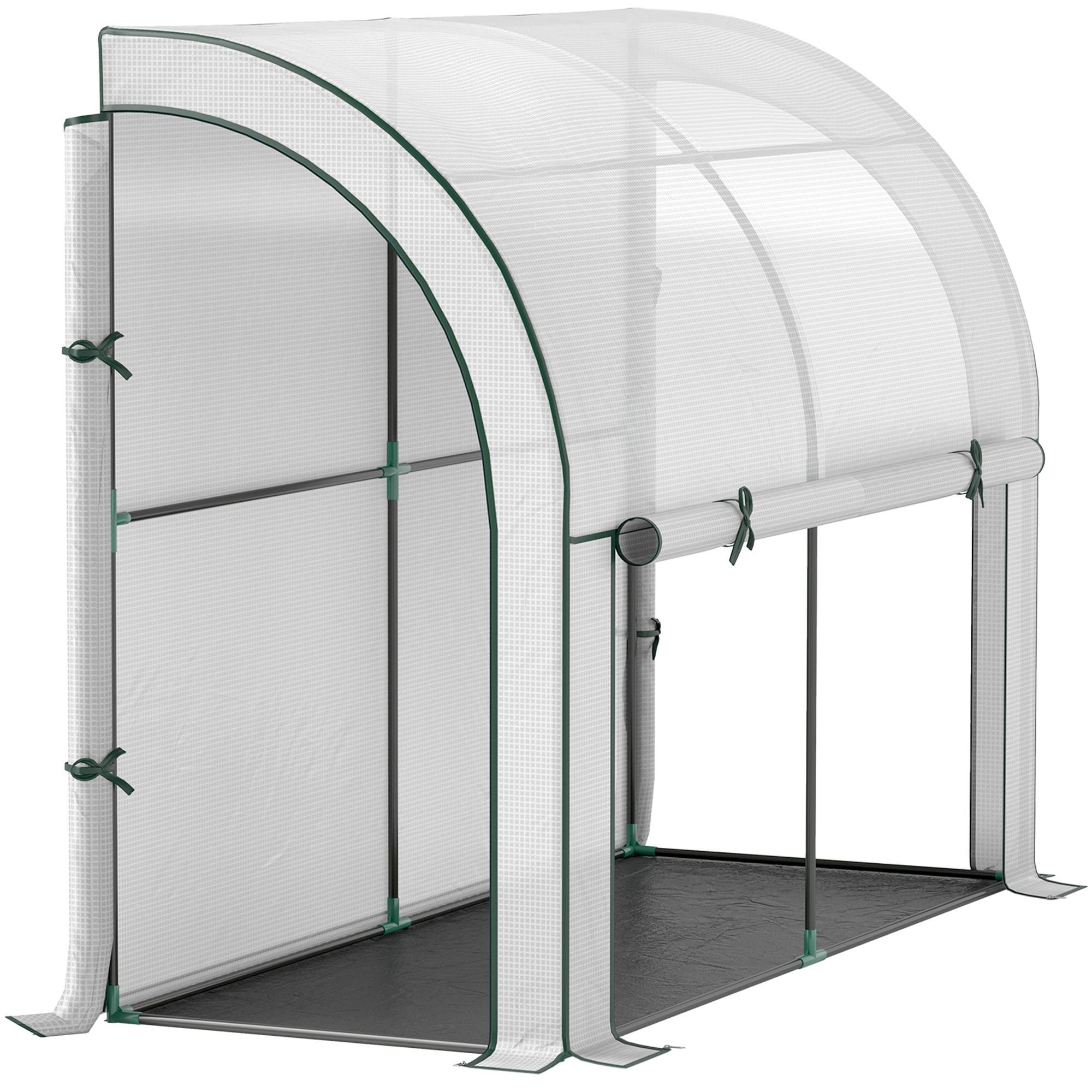 ComfortXL - Serre adossée acier pour potager balcon protection UV porte déroulante 200x80x157cm blanc - ComfortXL Outdoor Living - Image 2