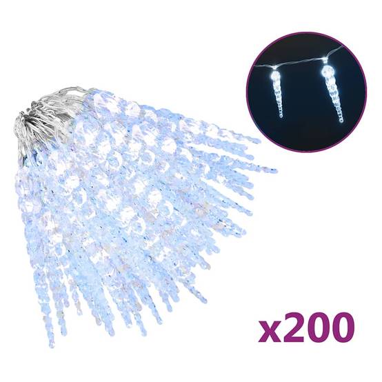 ComfortXL - Guirlande Glaçons Lumineuse 200 LED Acrylique Déco Noël Extérieur 20m Blanc Froid – ComfortXL Outdoor Living - Image 2