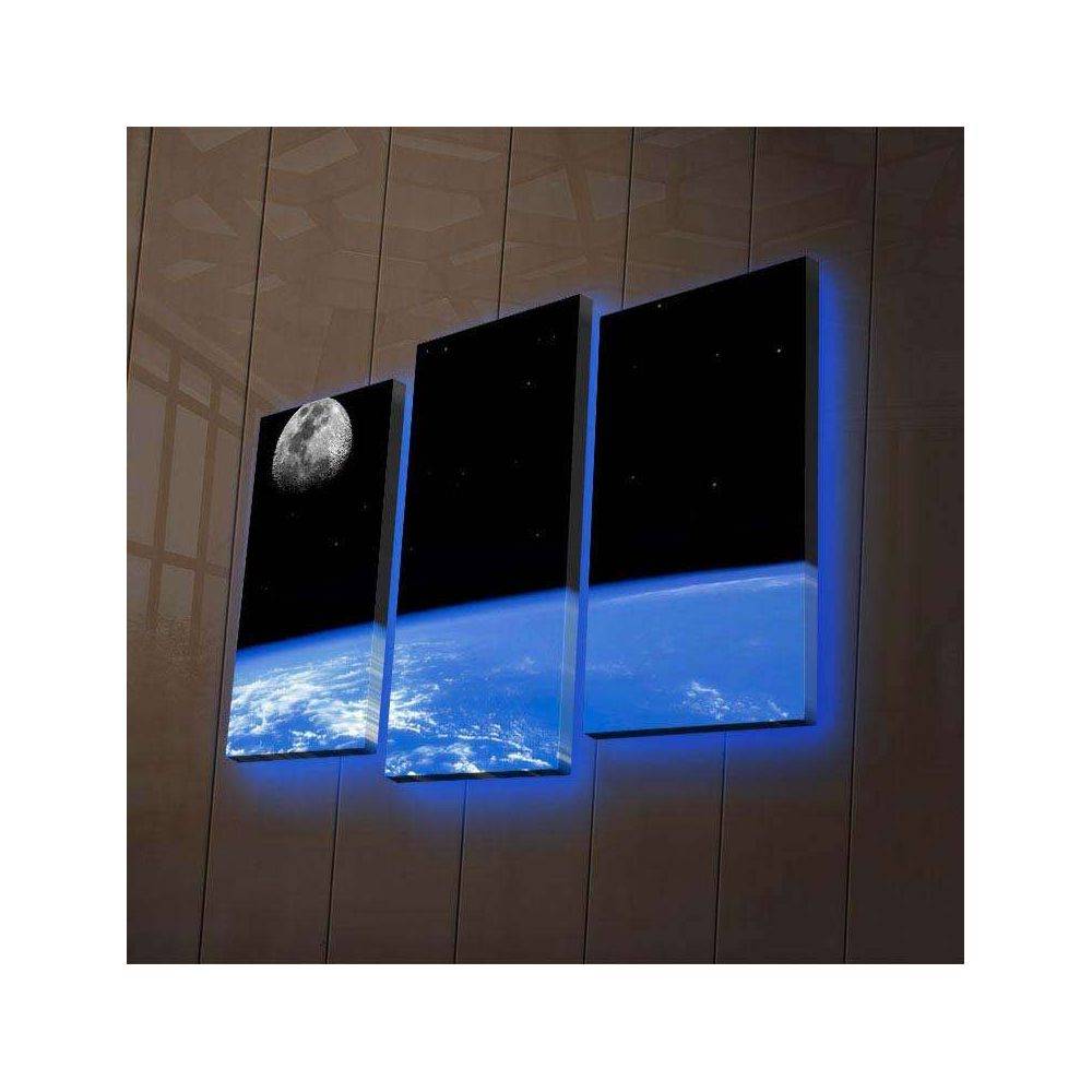 Hanah Home - Tableau lumineux 3 parties Lune 66 x 45 cm - Image 2