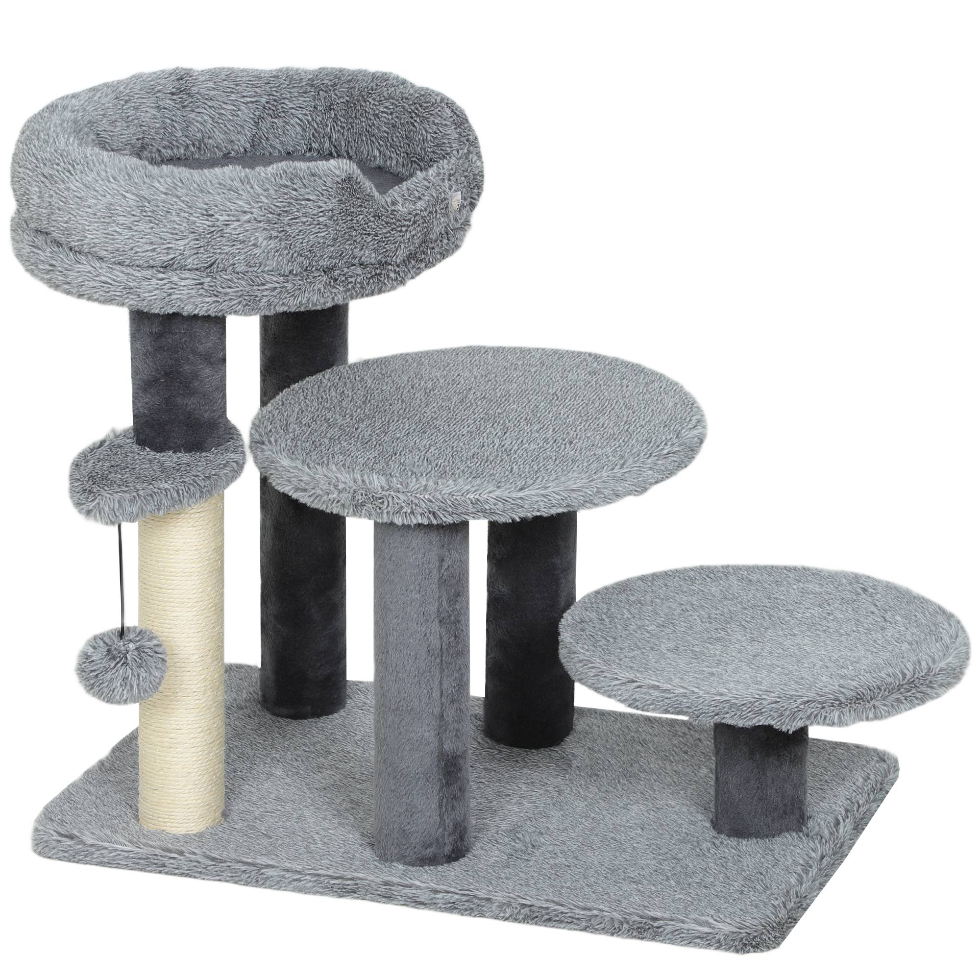 ComfortXL - Escalier pour chat 2 en 1 panneau de particules gris avec griffoir sisal lit amovible accès canapé sécurisé - Image 10