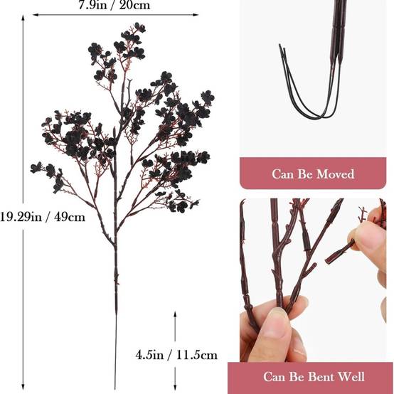 Lot de 10 Fleurs Artificielles Gypsophile Noir - Décoration Moderne pour Mariage et Intérieur - Lytech - Image 2